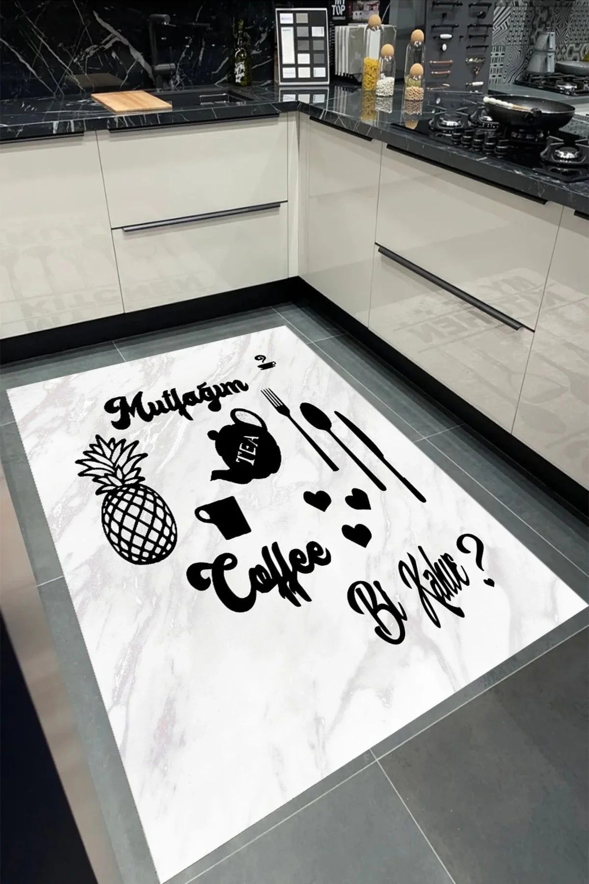 Yıkanabilir Kaymaz Taban Halı Salon Dekor Yolluk Koridor Mutfak Halısı Bikahve