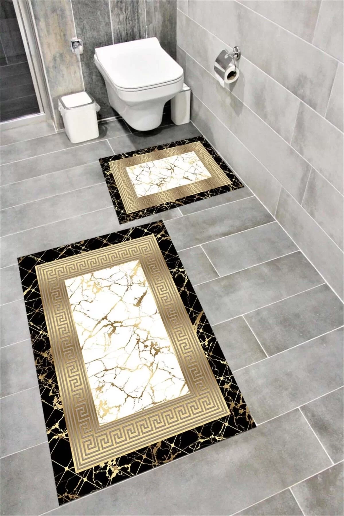 Su Emici Yumuşak Kaymaz Taban Sünger Dolgulu  Yıkanabilir Dekoratif Banyo Paspası 1054