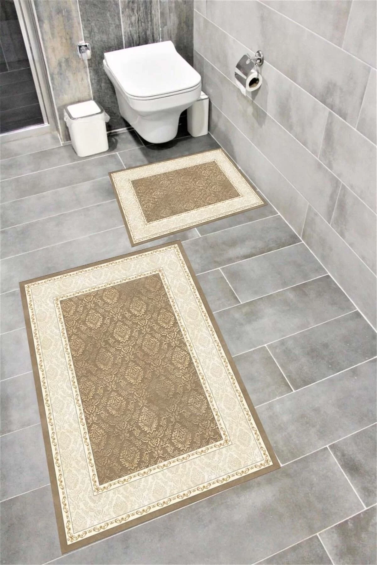 Su Emici Yumuşak Kaymaz Taban Sünger Dolgulu Yıkanabilir Dekoratif Banyo Paspası 1072