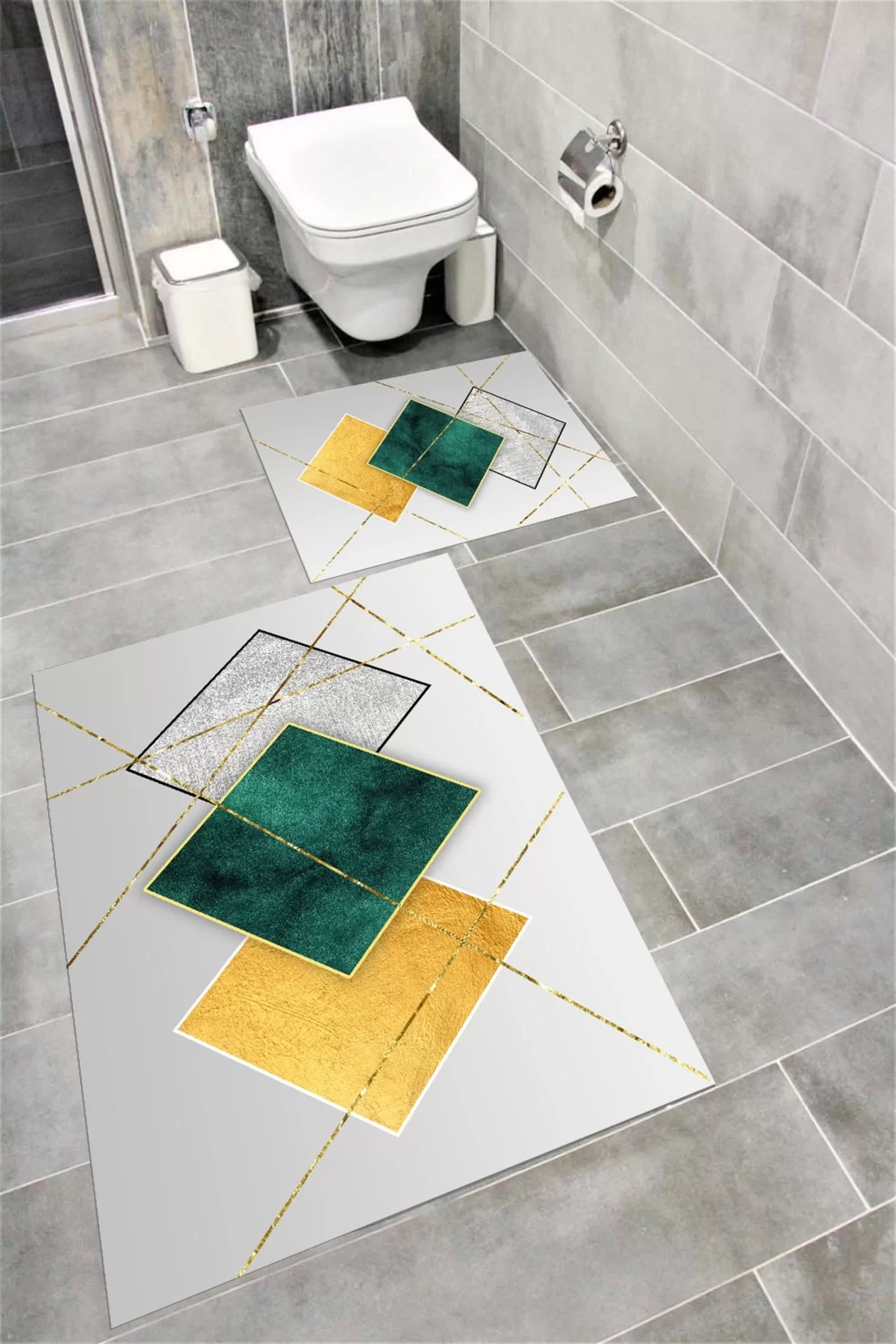 Su Emici Yumuşak Kaymaz Taban Sünger Dolgulu Yıkanabilir Dekoratif Banyo Paspası 1075