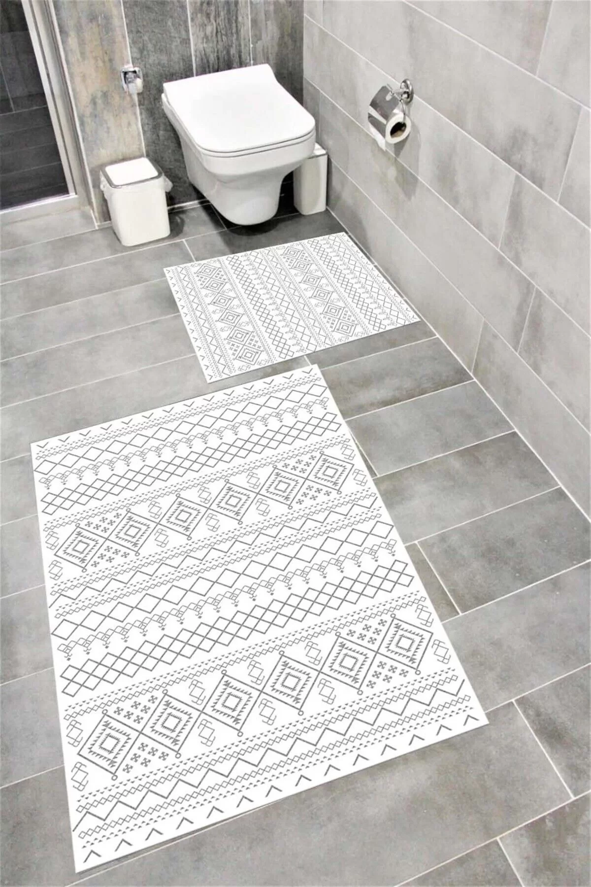 Su Emici Yumuşak Kaymaz Taban Sünger Dolgulu Pamuksu Doku Yıkanabilir Dekoratif Banyo Paspası