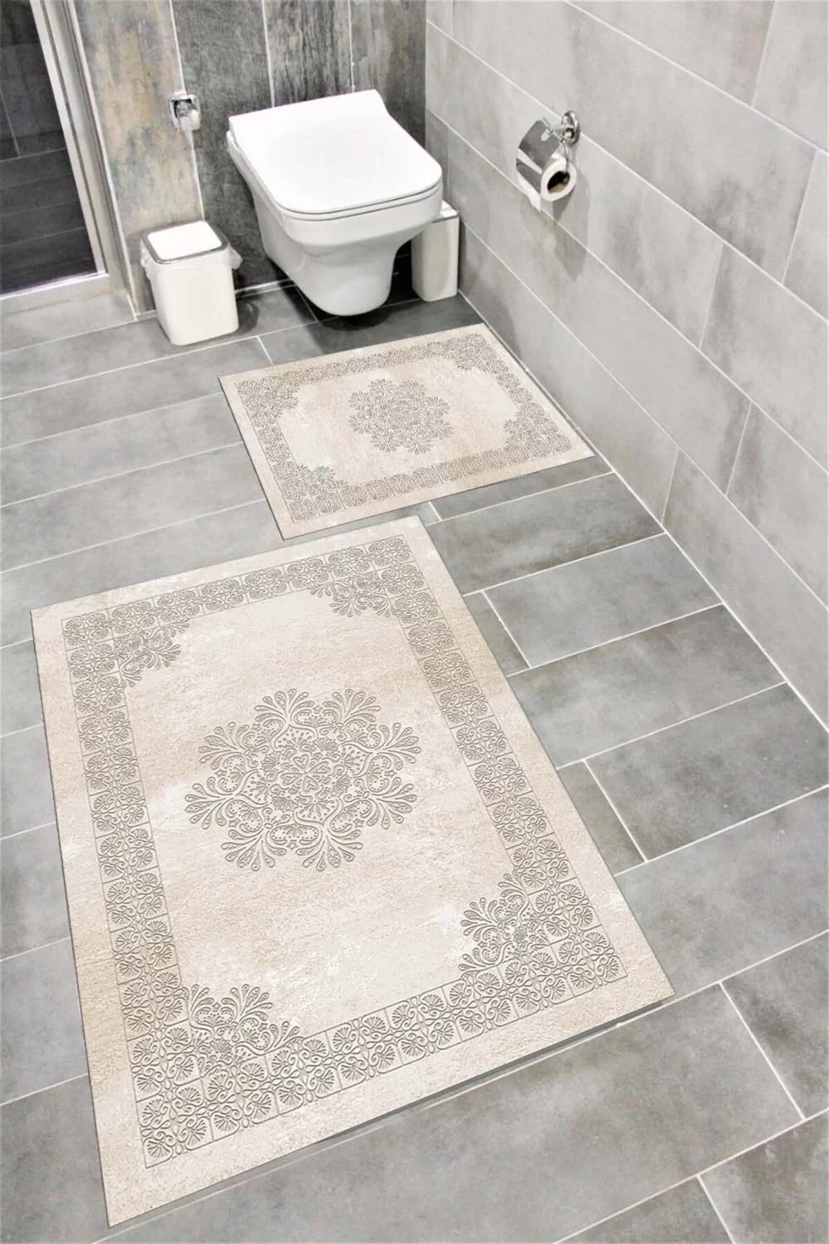 Su Emici Yumuşak Kaymaz Taban Sünger Dolgulu Yıkanabilir Dekoratif Banyo Paspası 1225
