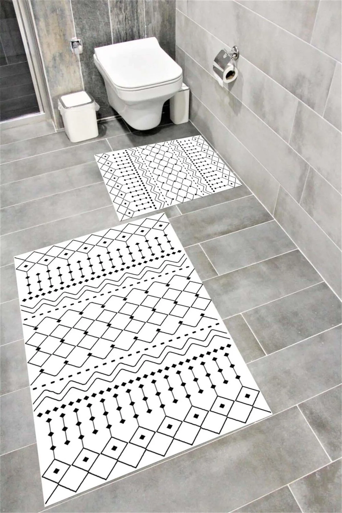 Su Emici Yumuşak Kaymaz Taban Sünger Dolgulu Yıkanabilir Dekoratif Banyo Paspası 1177