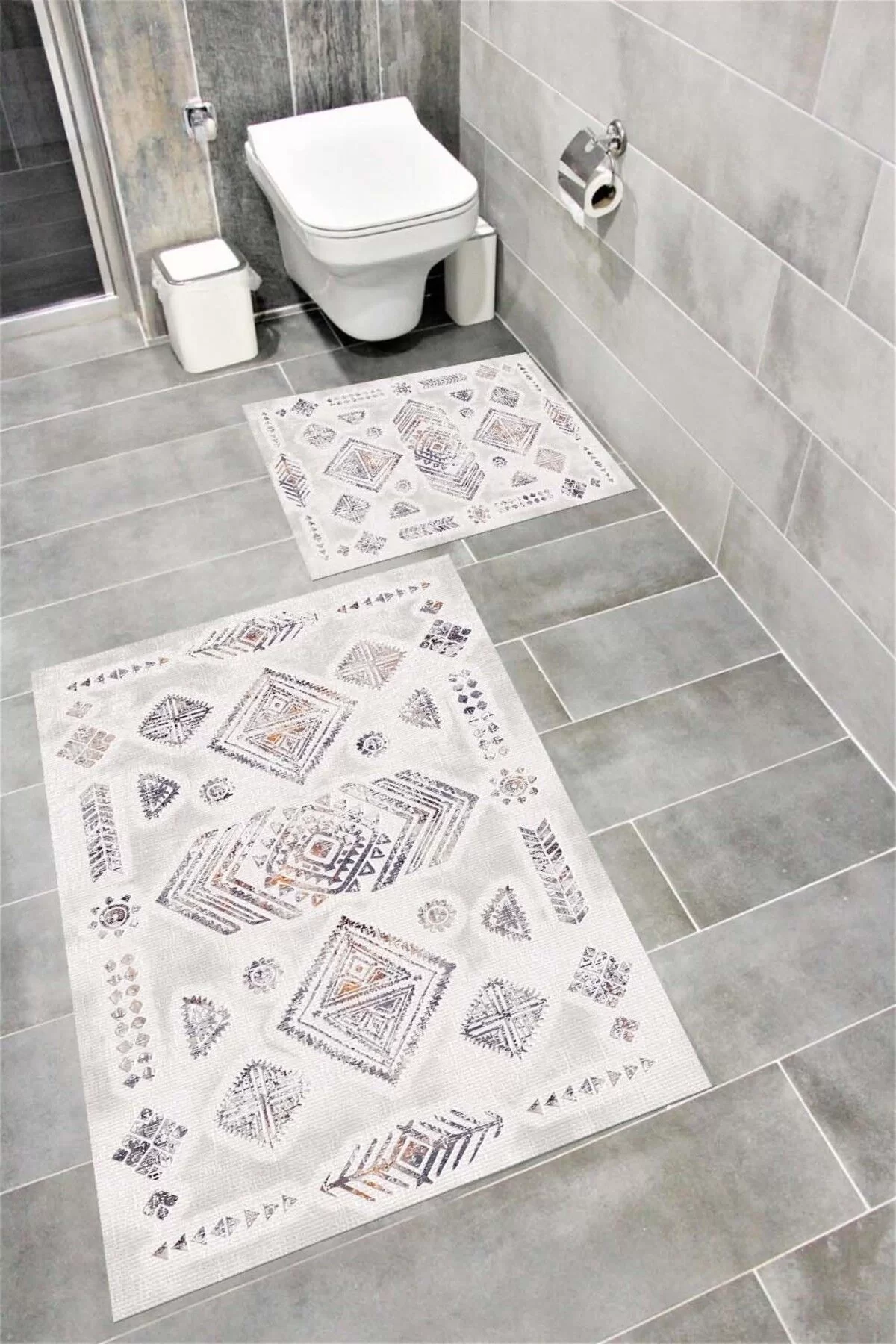 Su Emici Yumuşak Kaymaz Taban Sünger Dolgulu Yıkanabilir Dekoratif Banyo Paspası 1198
