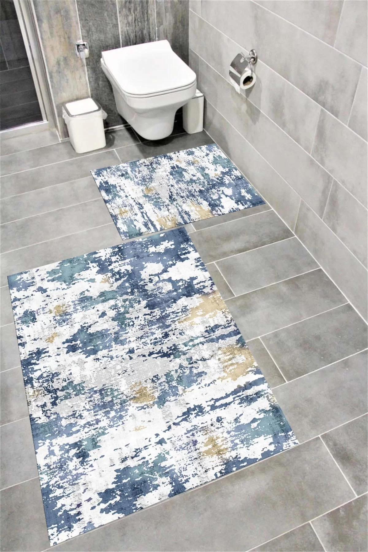 Su Emici Yumuşak Kaymaz Taban Sünger Dolgulu Yıkanabilir Dekoratif Banyo Paspası 1297
