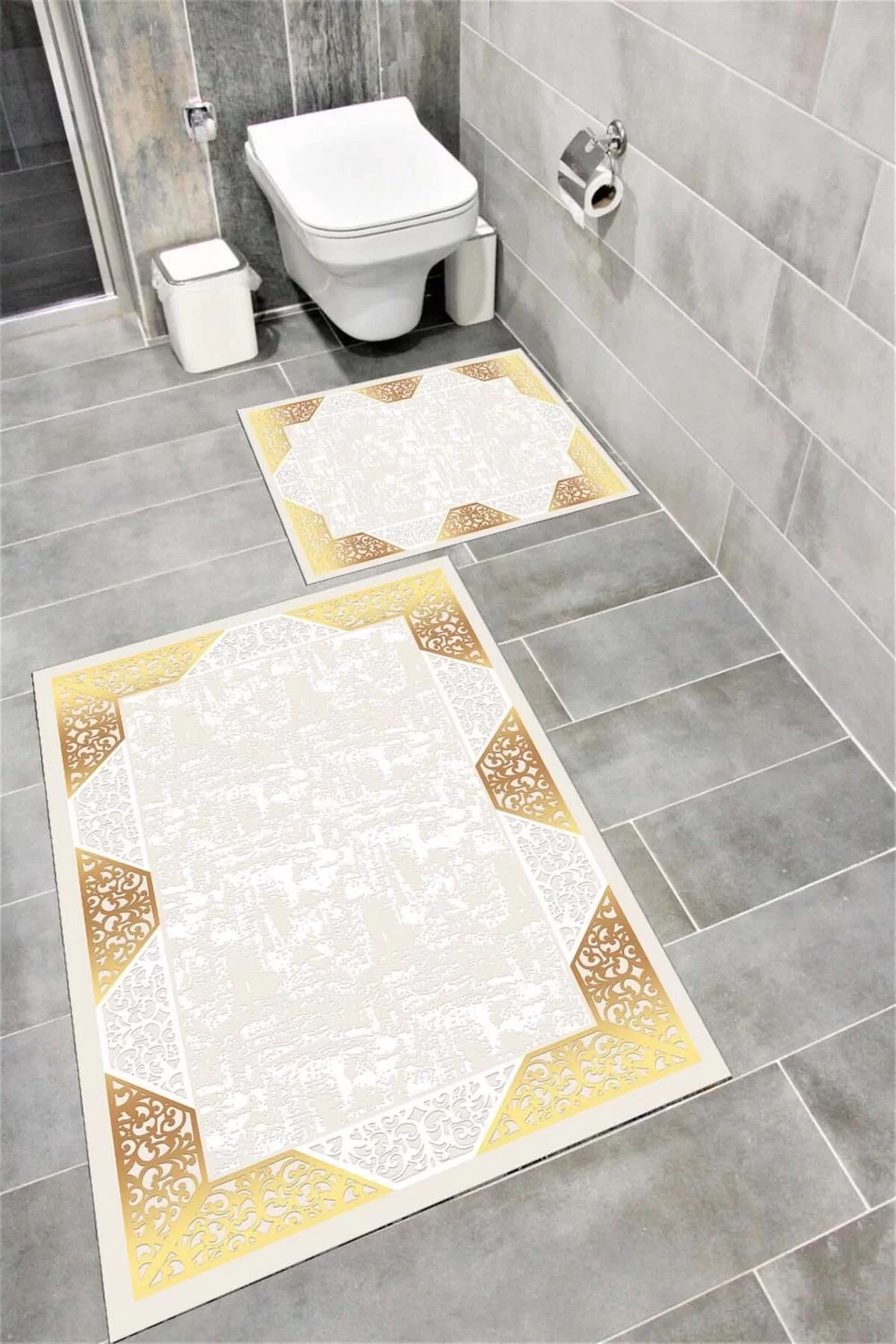 Su Emici Yumuşak Kaymaz Taban Sünger Dolgulu Yıkanabilir Dekoratif Banyo Paspası 1239