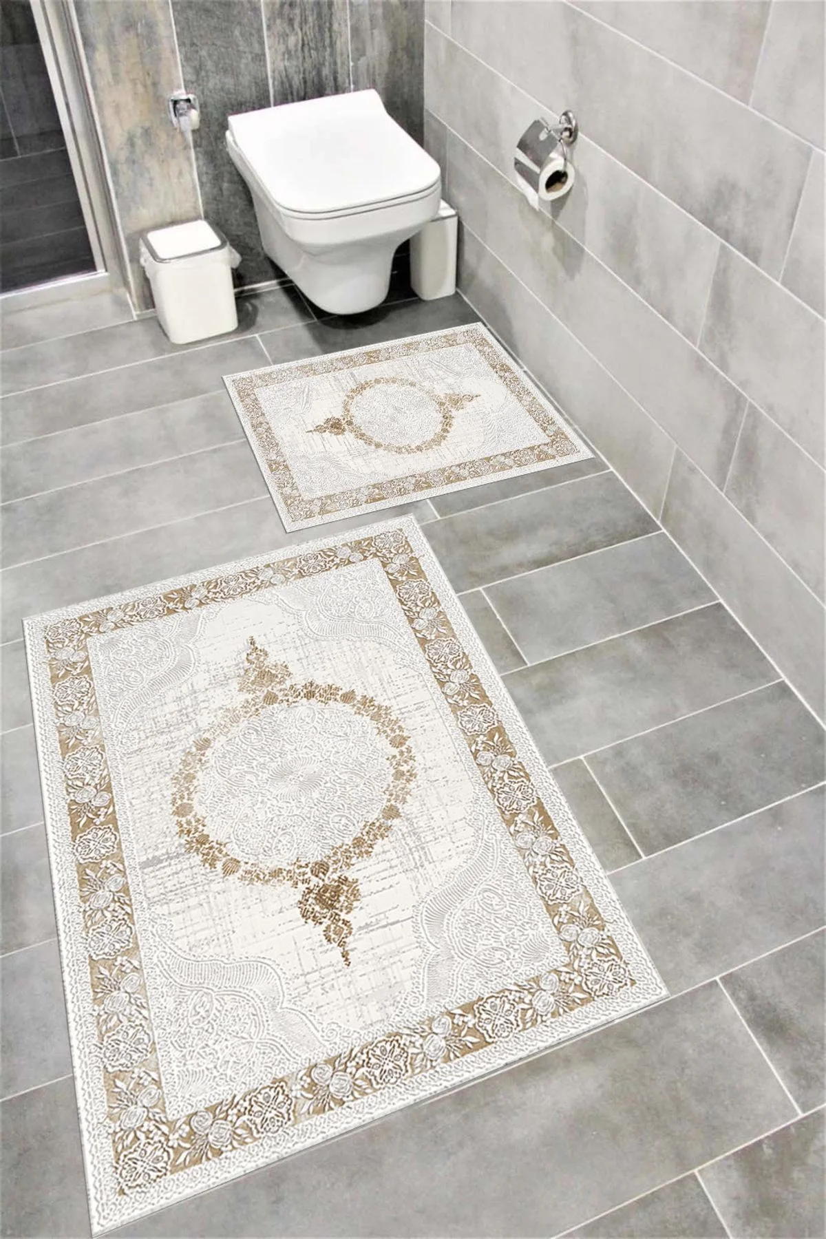 Su Emici Yumuşak Kaymaz Taban Sünger Dolgulu Yıkanabilir Dekoratif Banyo Paspası BONJOUR