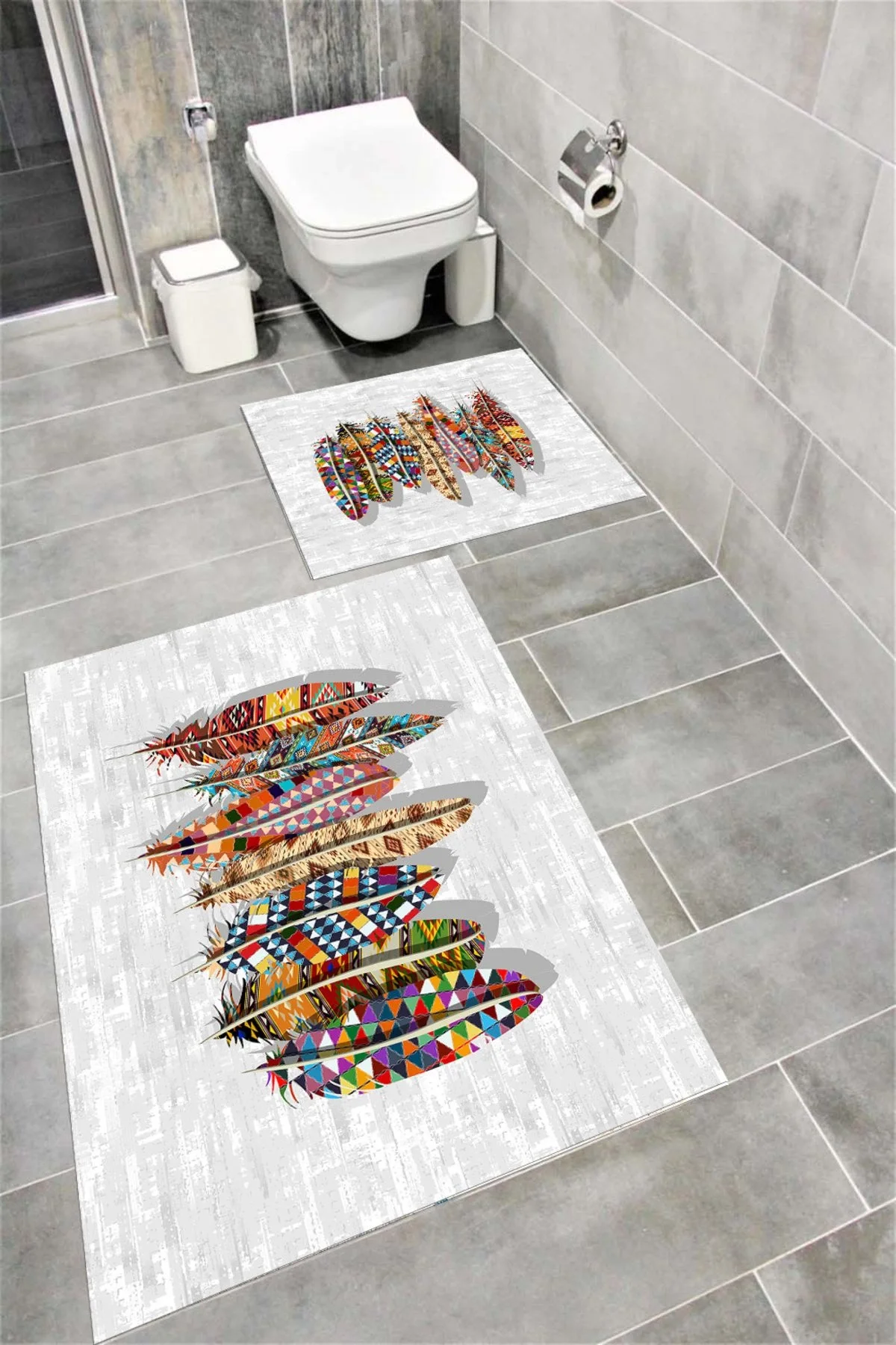 Su Emici Yumuşak Kaymaz Taban Sünger Dolgulu Yıkanabilir Dekoratif Banyo Paspası DORUK