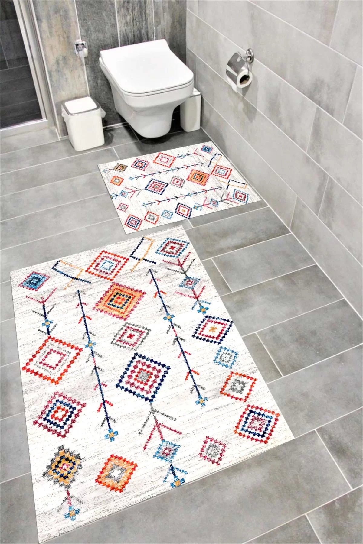 Su Emici Yumuşak Kaymaz Taban Sünger Dolgulu Yıkanabilir Dekoratif Banyo Paspası COLORFUL1104
