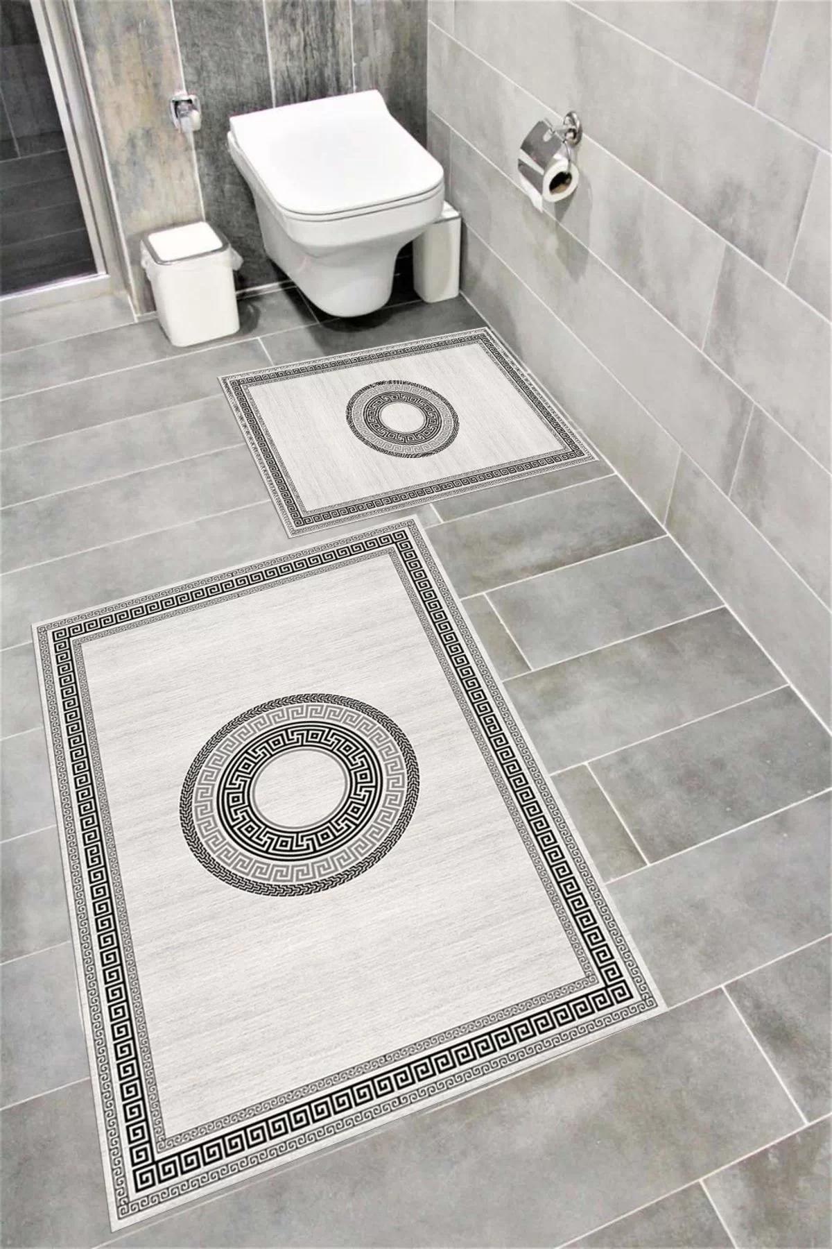 Su Emici Yumuşak Kaymaz Taban Sünger Dolgulu Yıkanabilir Dekoratif Banyo Paspası GREEK