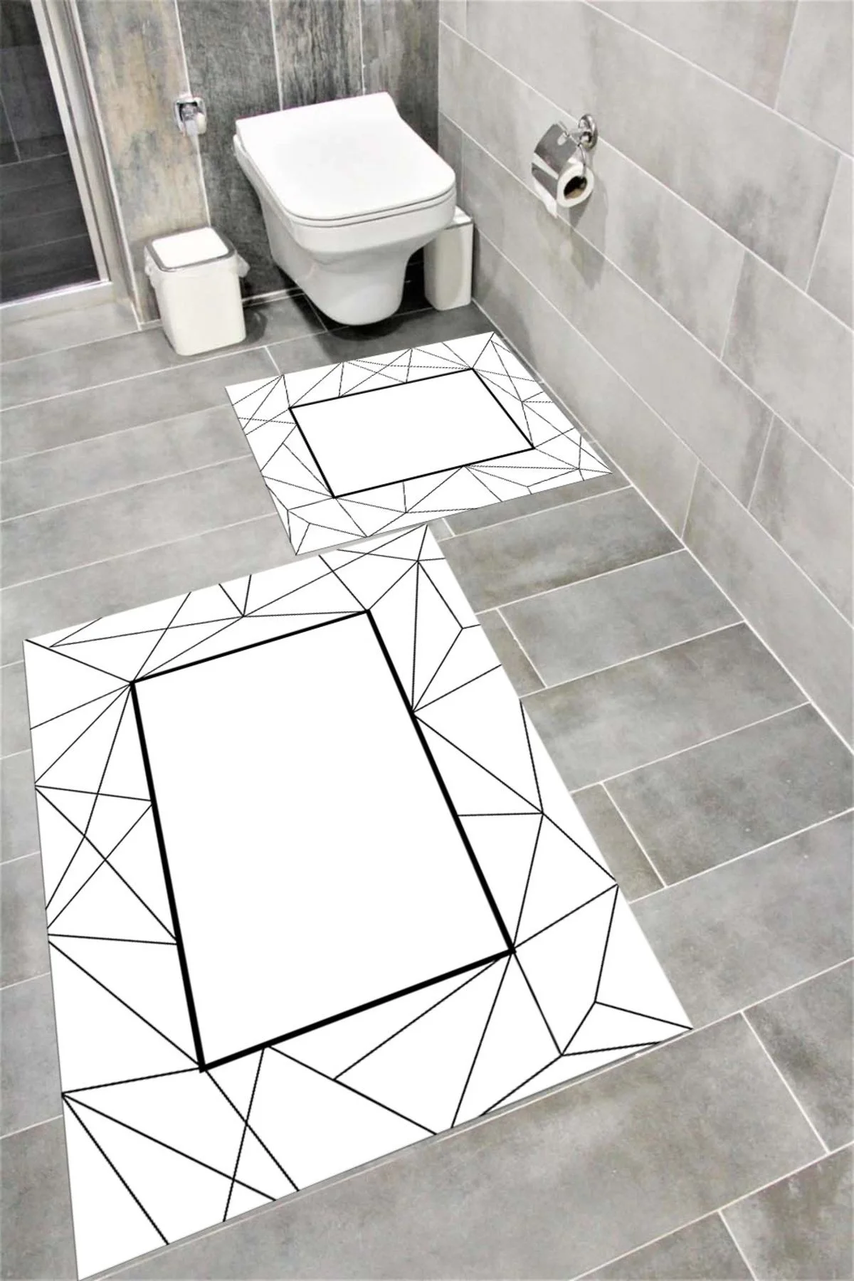 Su Emici Yumuşak Kaymaz Taban Sünger Dolgulu Yıkanabilir Dekoratif Banyo Paspası EHL211