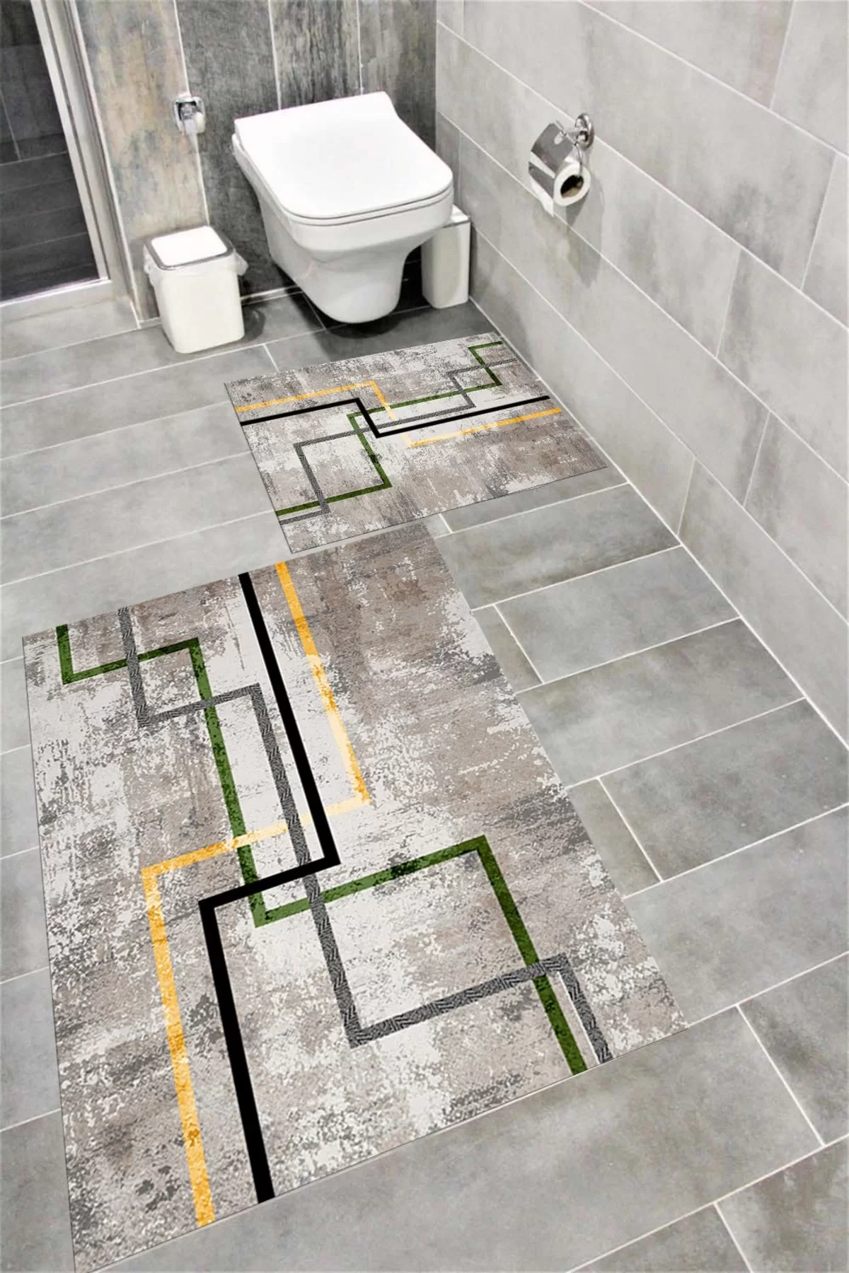 Su Emici Yumuşak Kaymaz Taban Sünger Dolgulu Yıkanabilir Dekoratif Banyo Paspası FİLİZ