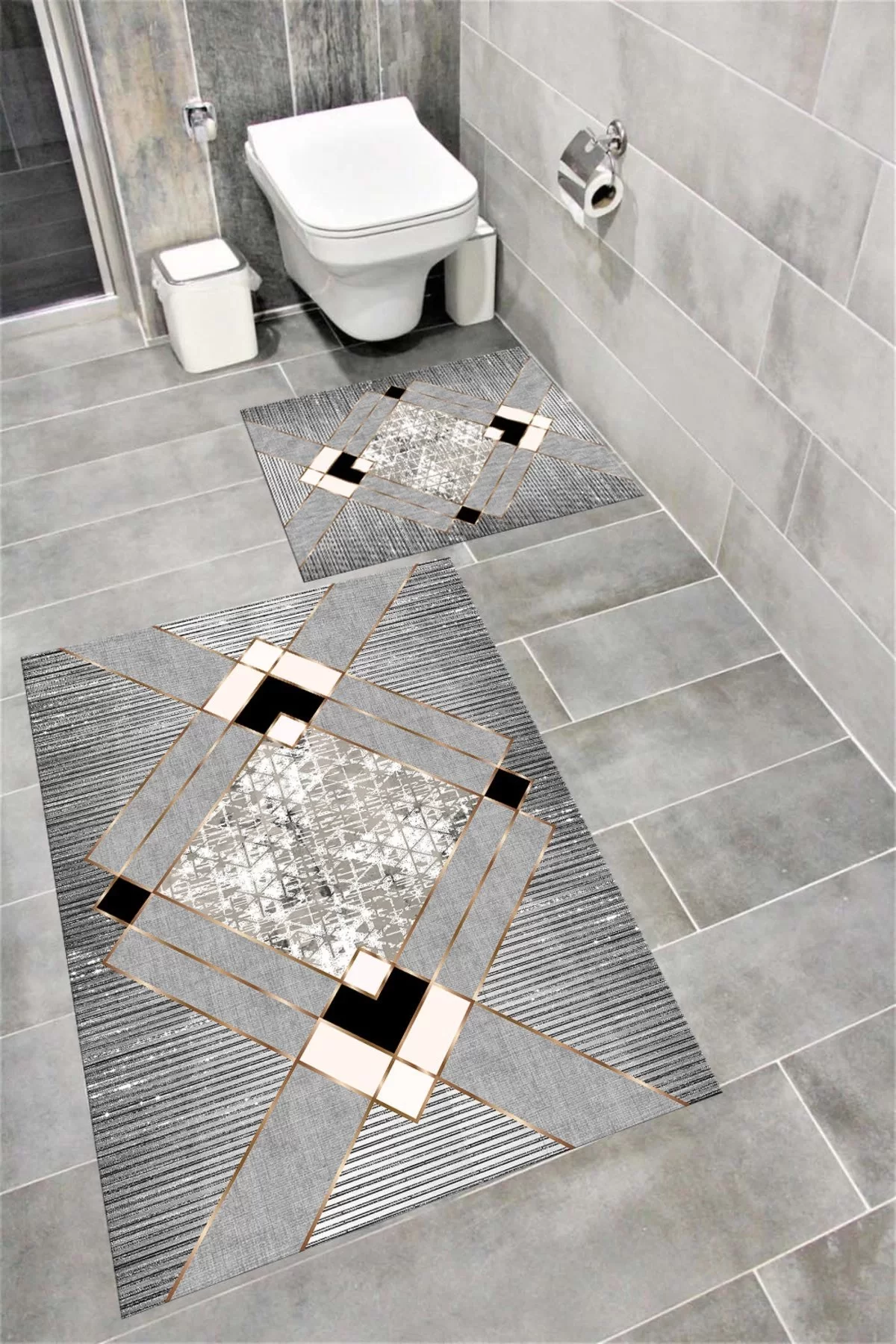 Su Emici Yumuşak Kaymaz Taban Sünger Dolgulu Yıkanabilir Dekoratif Banyo Paspası REPATO