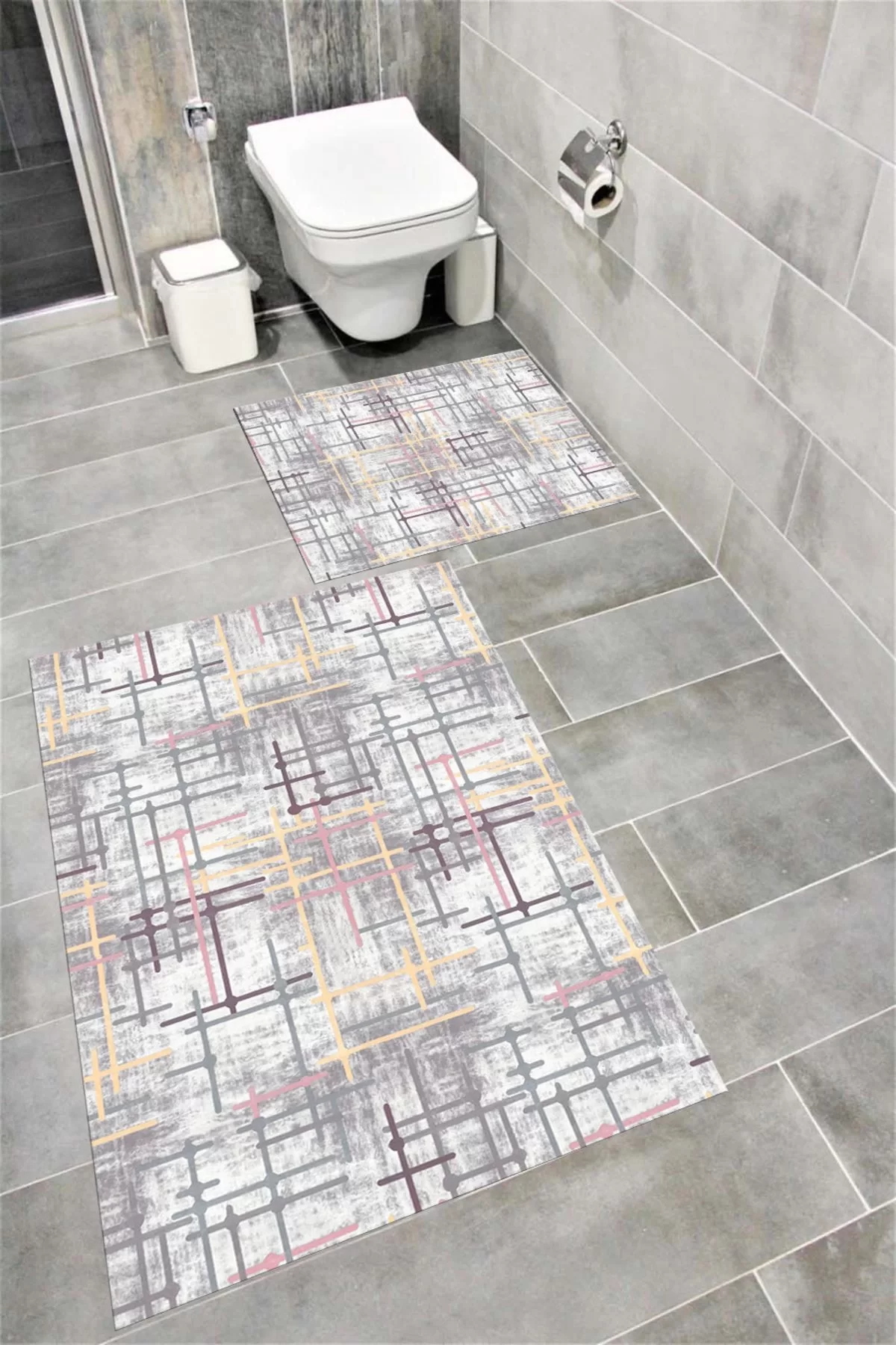Su Emici Yumuşak Kaymaz Taban Sünger Dolgulu Yıkanabilir Dekoratif Banyo Paspası LİNA