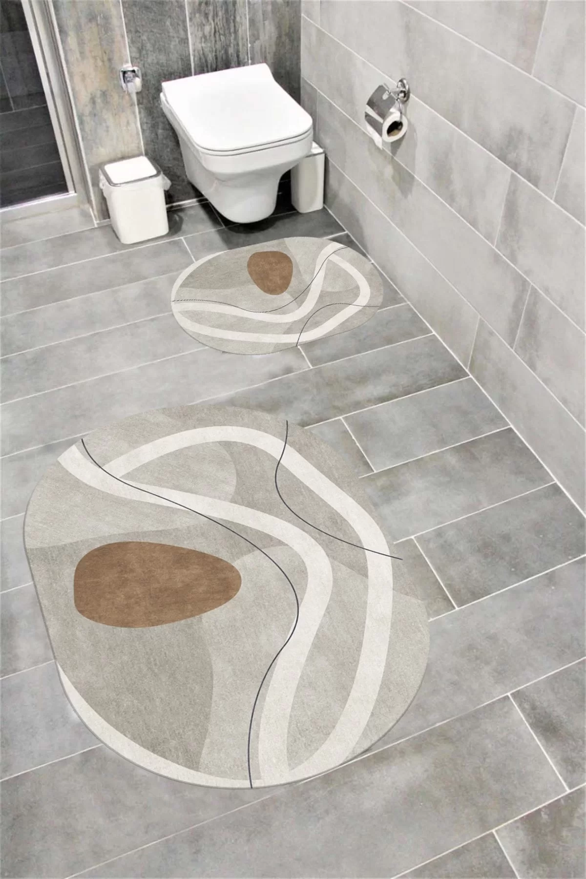Su Emici Yumuşak Kaymaz Taban Sünger Dolgulu Yıkanabilir Dekoratif Banyo Paspası 1133 OVAL