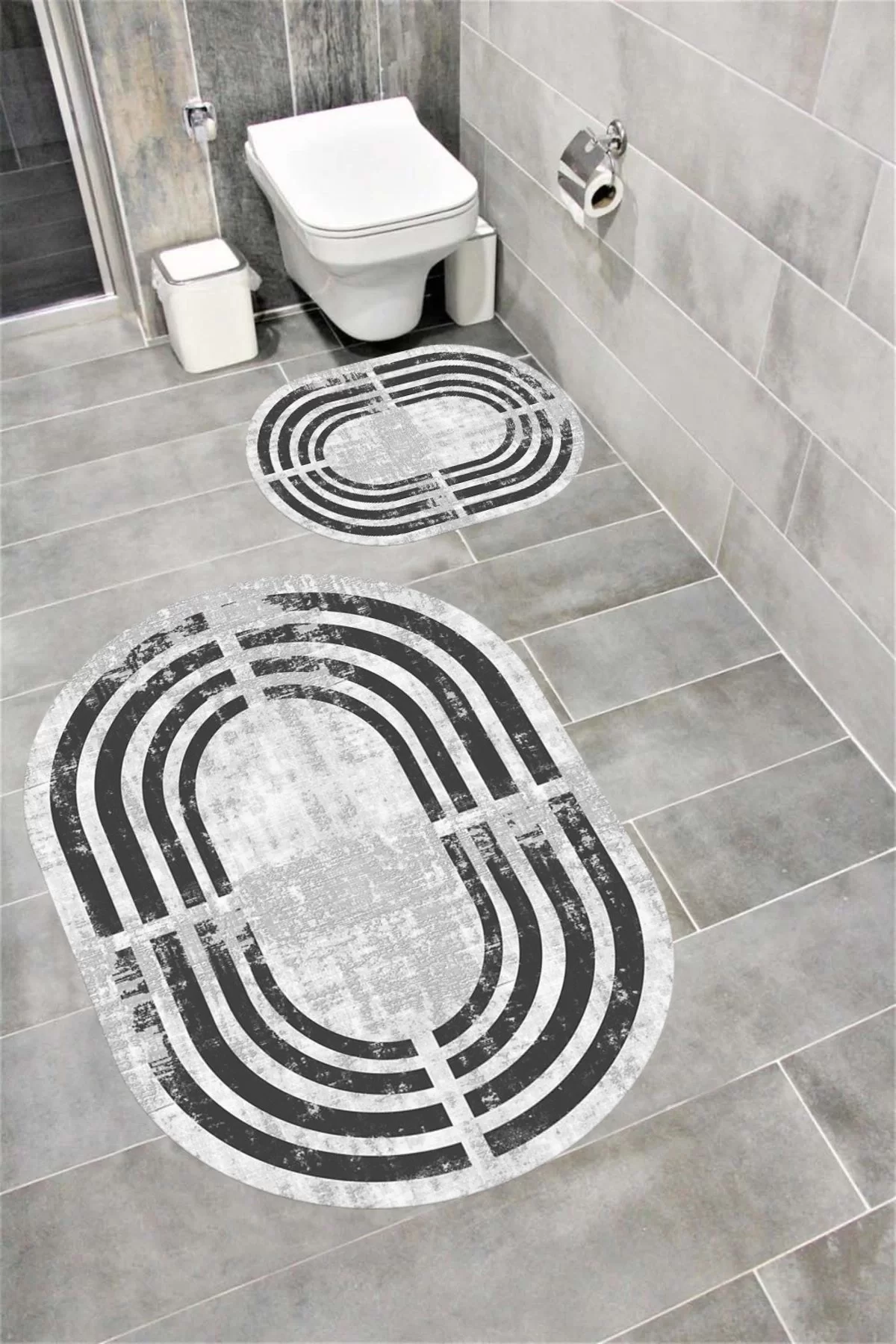 Su Emici Yumuşak Kaymaz Taban Sünger Dolgulu Yıkanabilir Dekoratif Banyo Paspası SQUAREOVAL