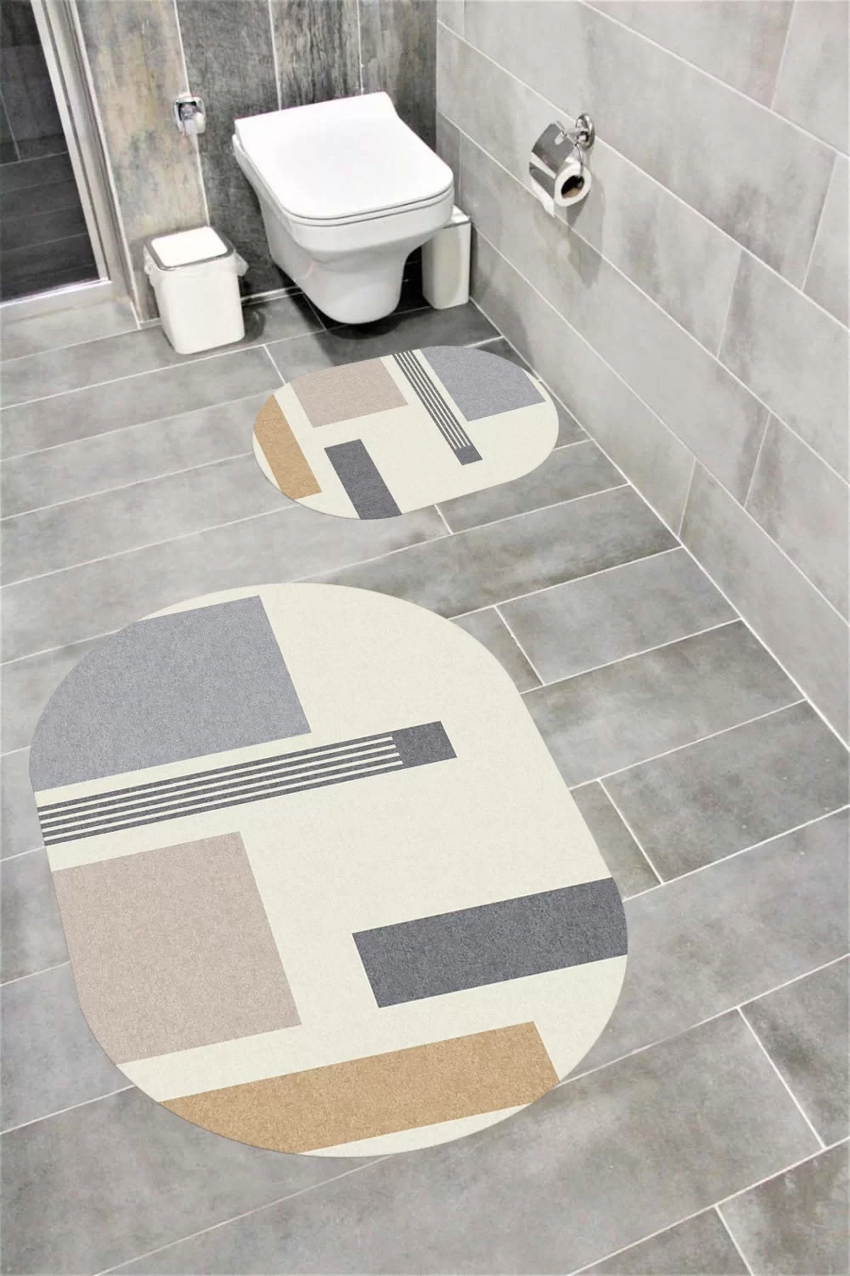 Su Emici Yumuşak Kaymaz Taban Sünger Dolgulu Yıkanabilir Dekoratif Banyo Paspası 1158OVAL