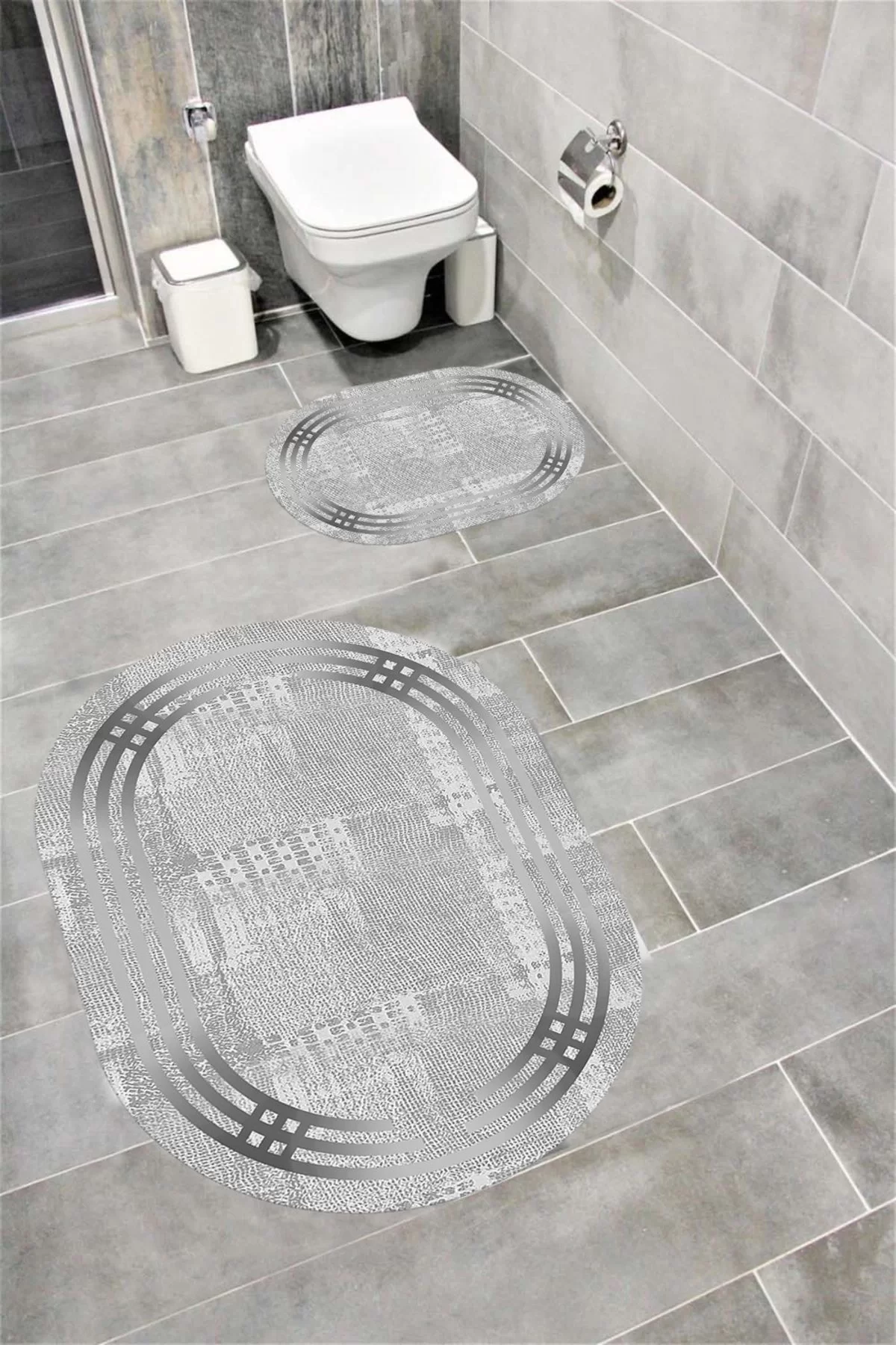 Su Emici Yumuşak Kaymaz Taban Sünger Dolgulu Yıkanabilir Dekoratif Banyo Paspası 1153OVAL