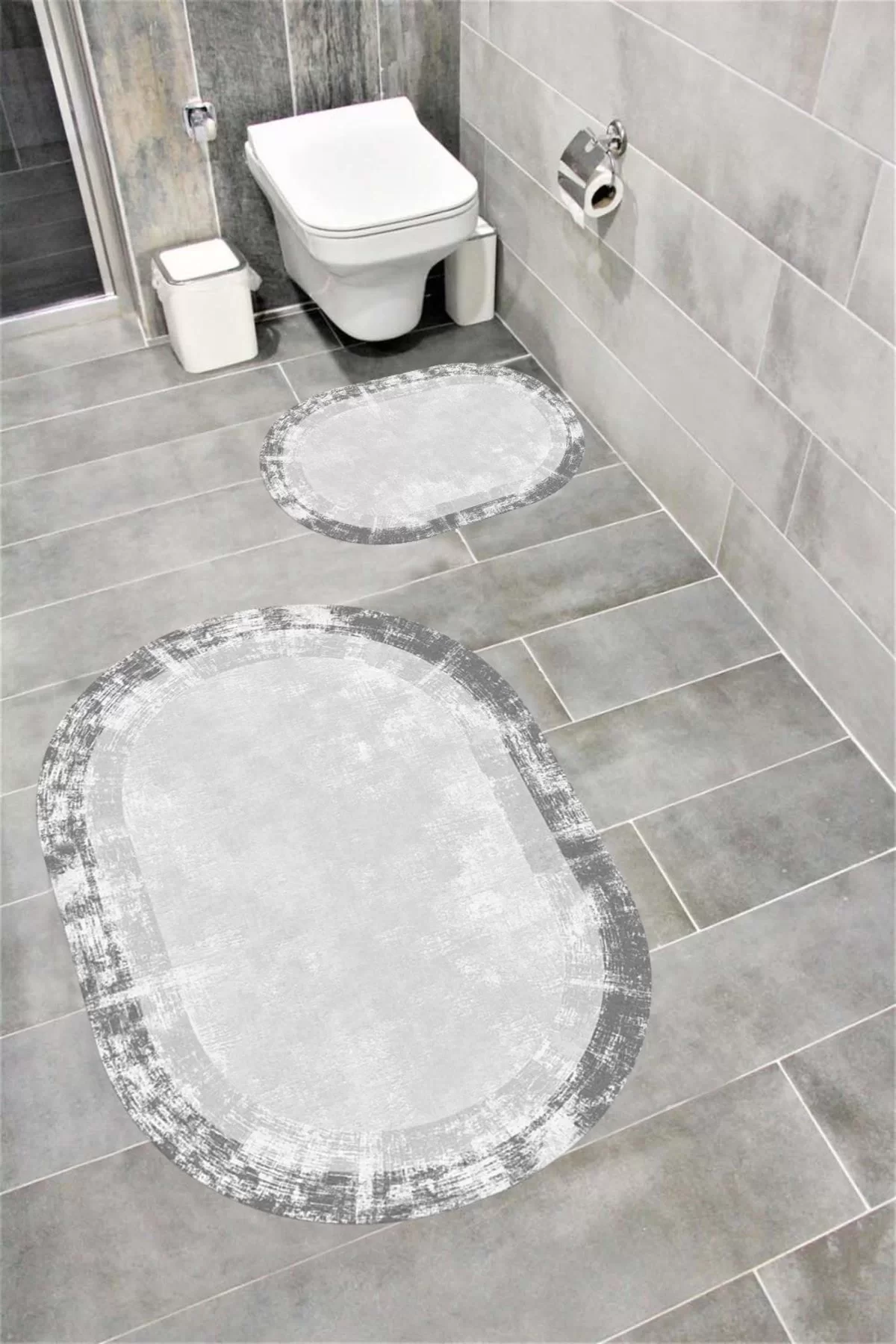 Su Emici Yumuşak Kaymaz Taban Sünger Dolgulu Yıkanabilir Dekoratif Banyo Paspası 1194 OVAL