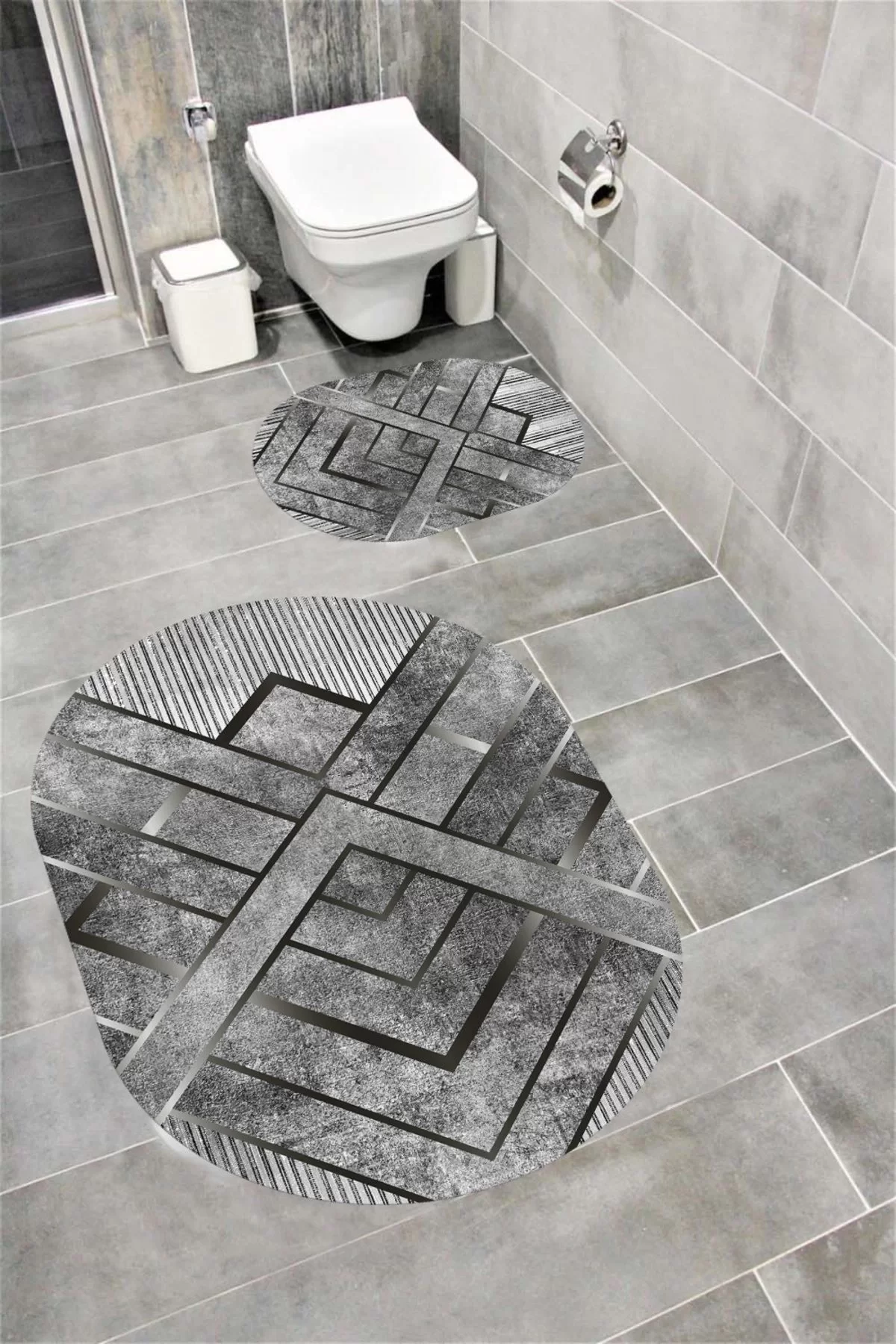 Su Emici Yumuşak Kaymaz Taban Sünger Dolgulu Yıkanabilir Dekoratif Banyo Paspası EHL05OVAL