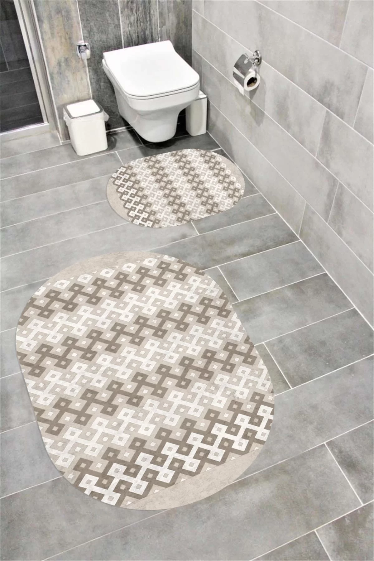 Su Emici Yumuşak Kaymaz Taban Sünger Dolgulu Yıkanabilir Dekoratif Banyo Paspası 1385BEJOVAL