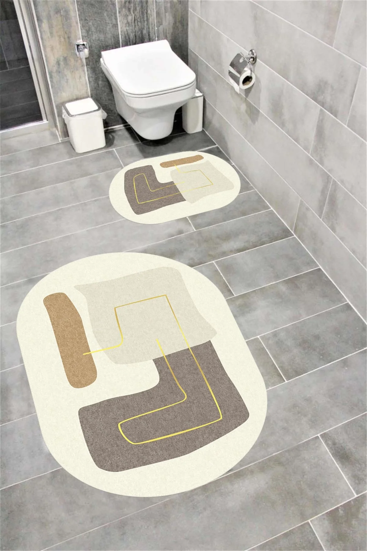 Su Emici Yumuşak Kaymaz Taban Sünger Dolgulu Yıkanabilir Dekoratif Banyo Paspası 1151 OVAL