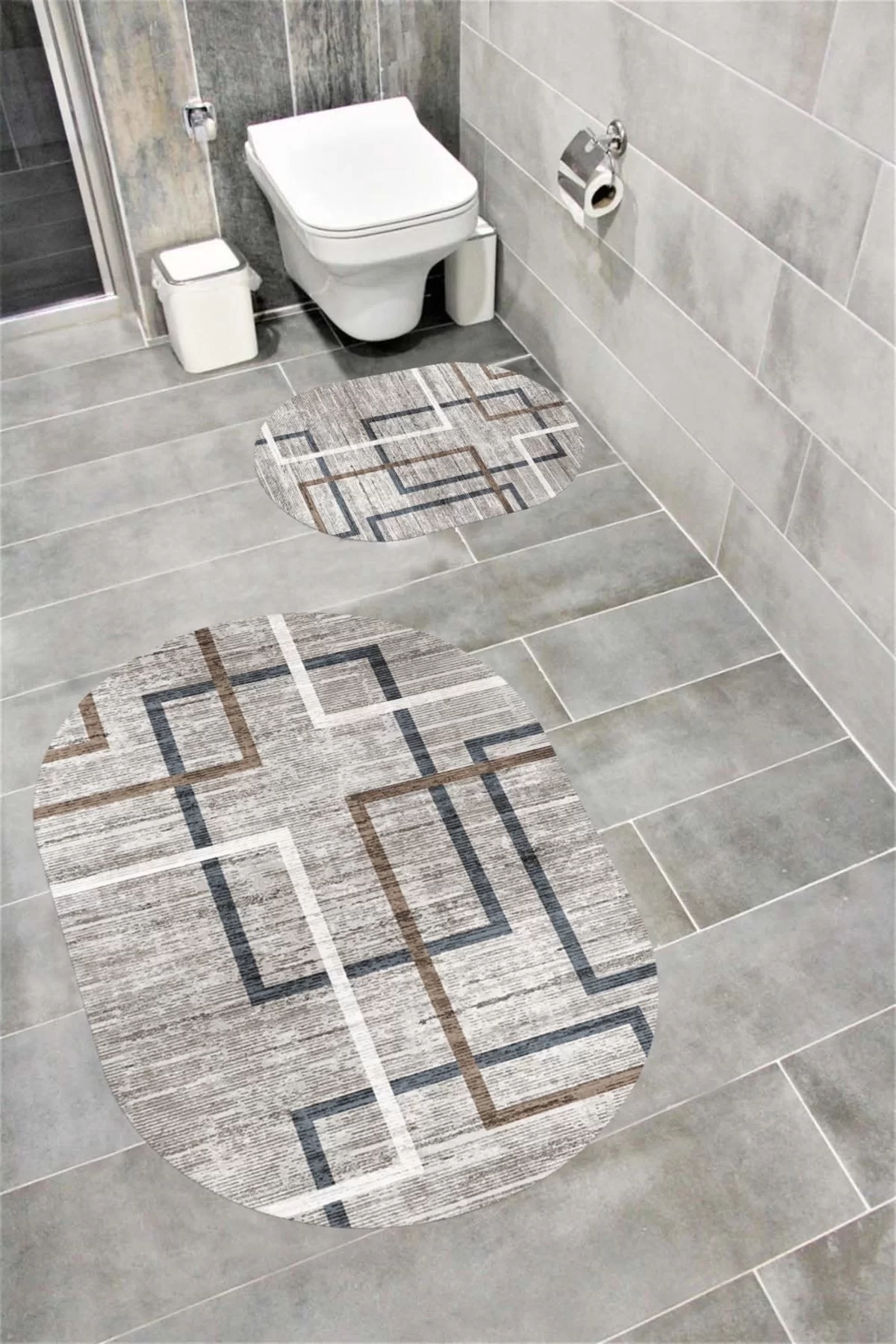 Su Emici Yumuşak Kaymaz Taban Sünger Dolgulu Yıkanabilir Dekoratif Banyo Paspası 1208 OVAL