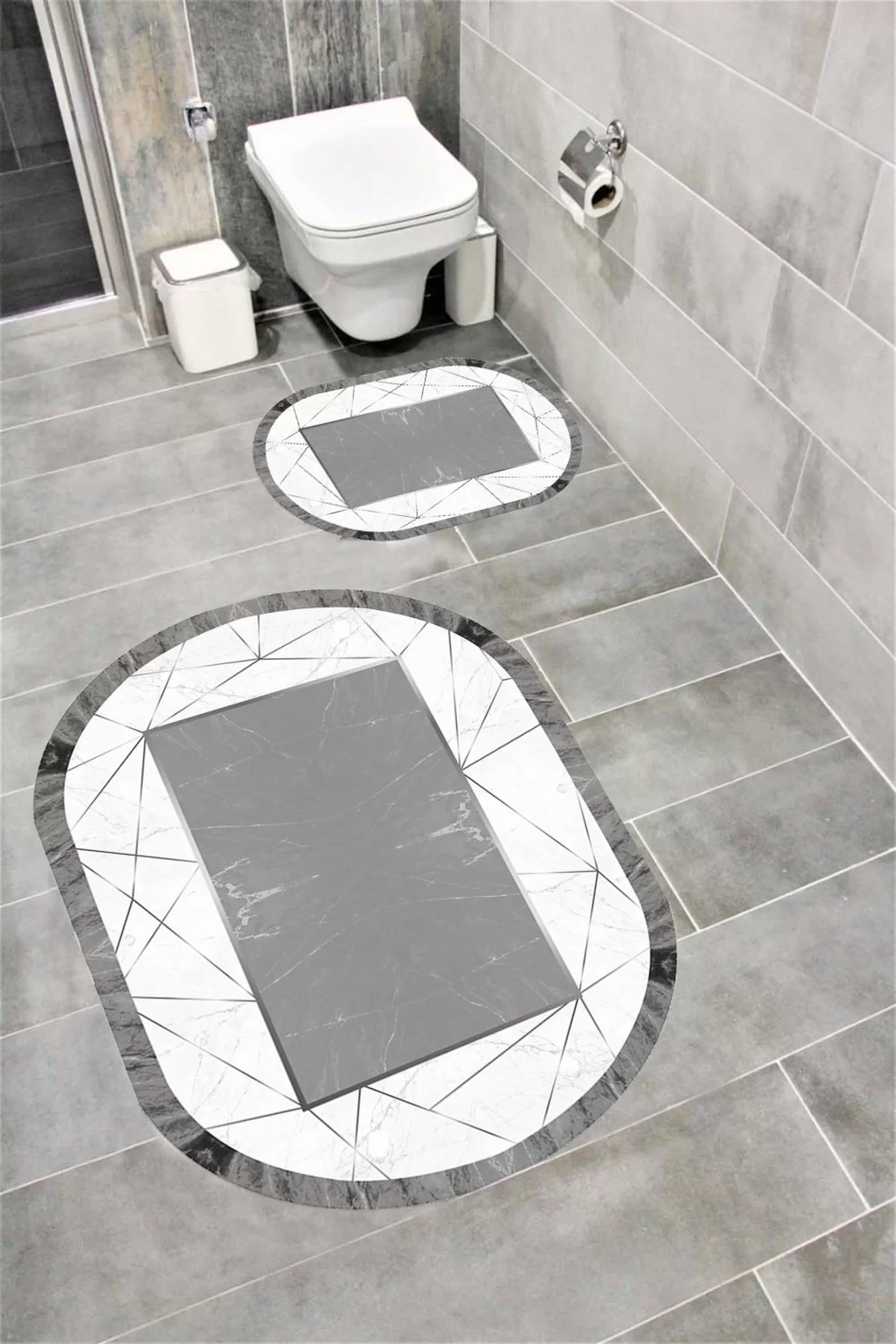 Su Emici Yumuşak Kaymaz Taban Sünger Dolgulu Yıkanabilir Dekoratif Banyo Paspası EHL43OVAL
