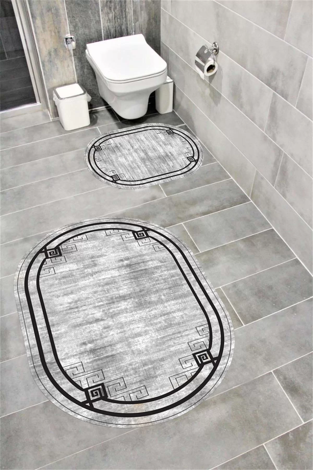 Su Emici Yumuşak Kaymaz Taban Sünger Dolgulu Yıkanabilir Dekoratif Banyo Paspası 1263 OVAL