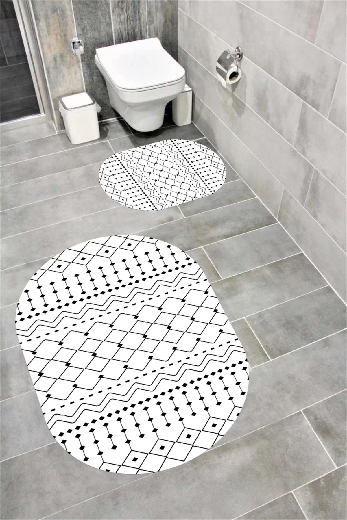 Su Emici Yumuşak Kaymaz Taban Sünger Dolgulu Yıkanabilir Dekoratif Banyo Paspası 1177 OVAL