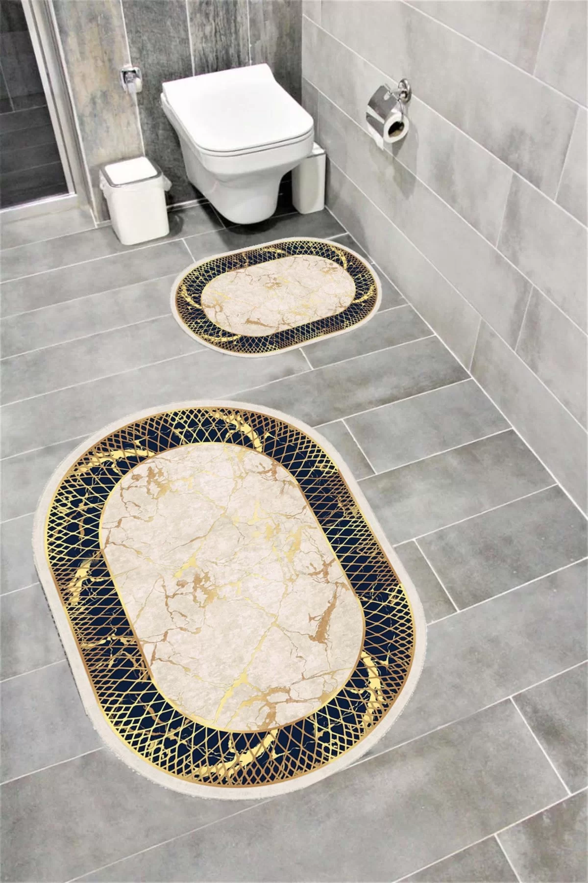 Su Emici Yumuşak Kaymaz Taban Sünger Dolgulu Yıkanabilir Dekoratif Banyo Paspası 1169OVAL