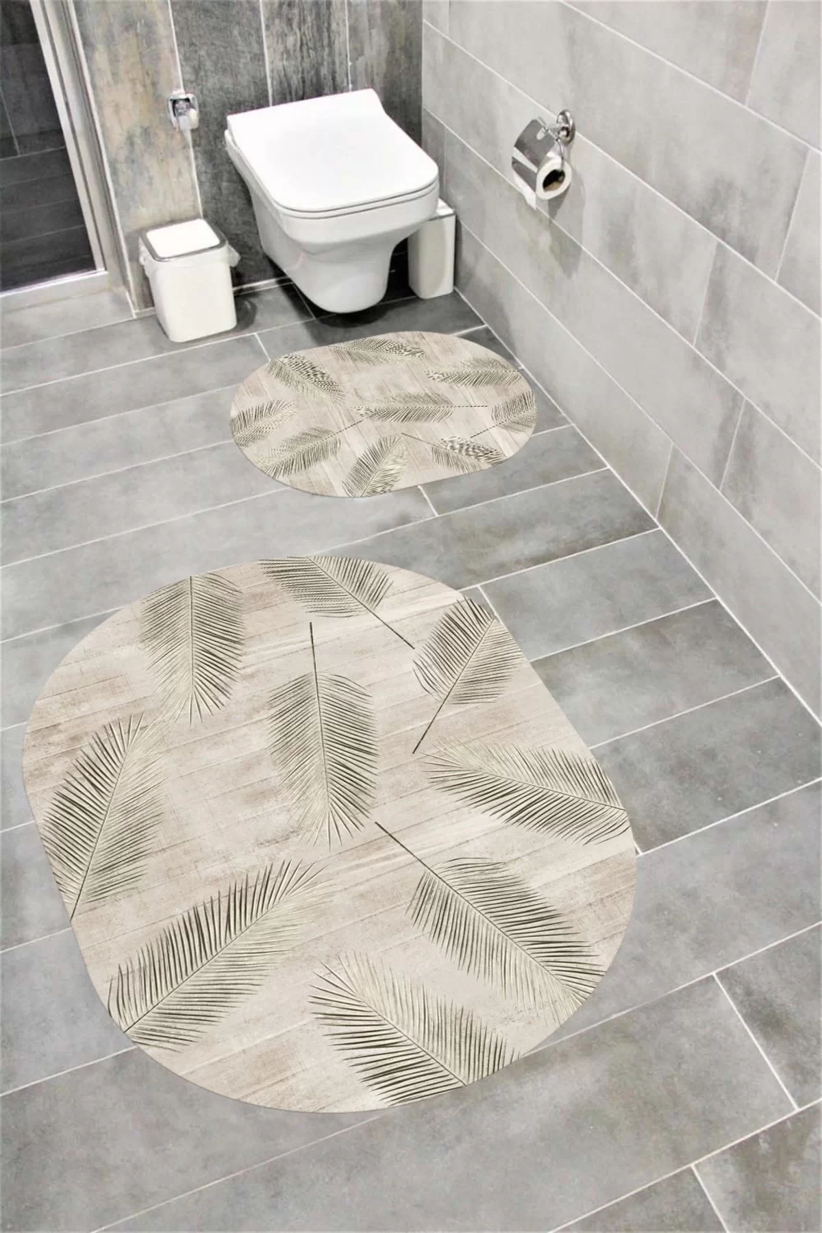 Su Emici Yumuşak Kaymaz Taban Sünger Dolgulu Yıkanabilir Dekoratif Banyo Paspası MULTİOVAL
