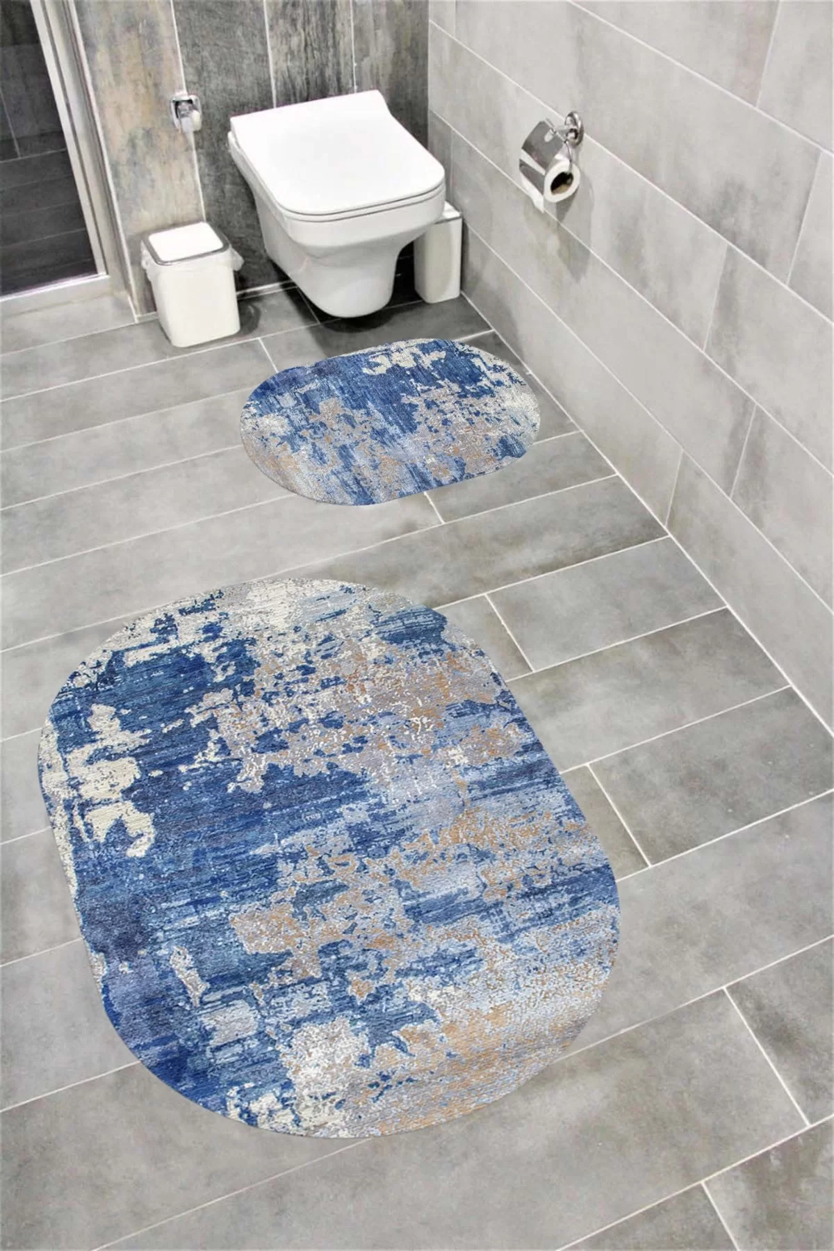 Su Emici Yumuşak Kaymaz Taban Sünger Dolgulu Yıkanabilir Dekoratif Banyo Paspası 1227 OVAL