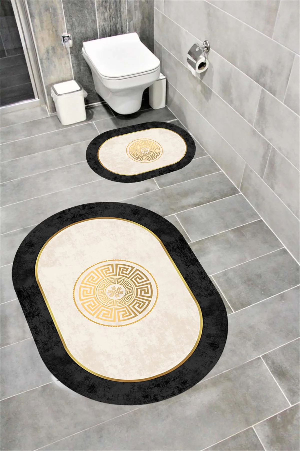 Su Emici Yumuşak Kaymaz Taban Sünger Dolgulu Yıkanabilir Dekoratif Banyo Paspası ARGUVAN1037OVAL