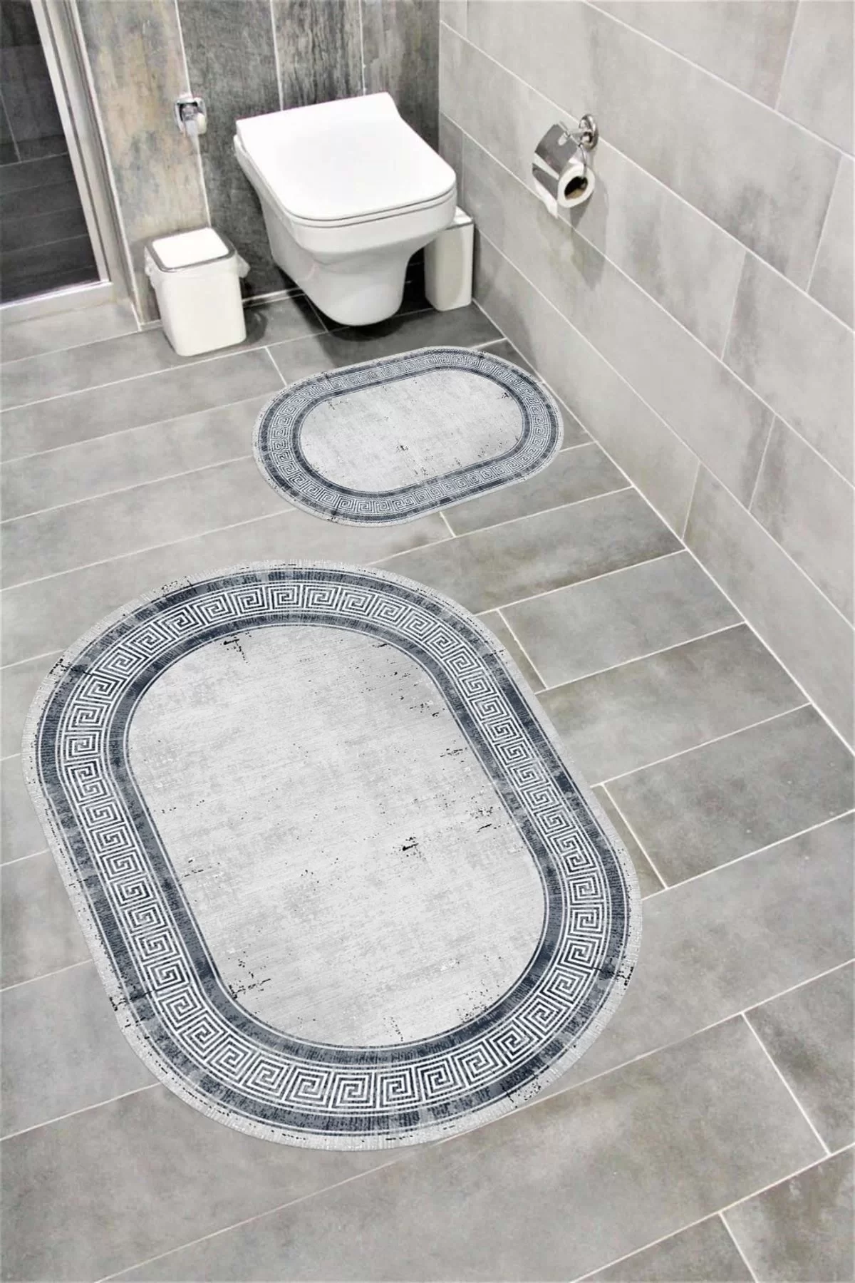 Su Emici Yumuşak Kaymaz Taban Sünger Dolgulu Yıkanabilir Dekoratif Banyo Paspası ABRA OVAL
