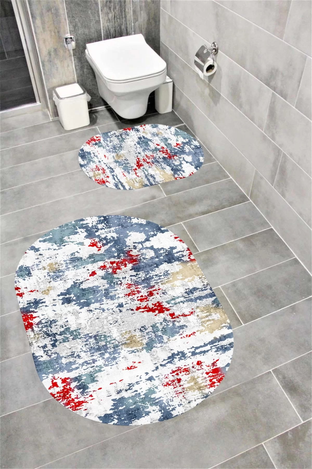 Su Emici Yumuşak Kaymaz Taban Sünger Dolgulu Yıkanabilir Dekoratif Banyo Paspası 1297 OVAL