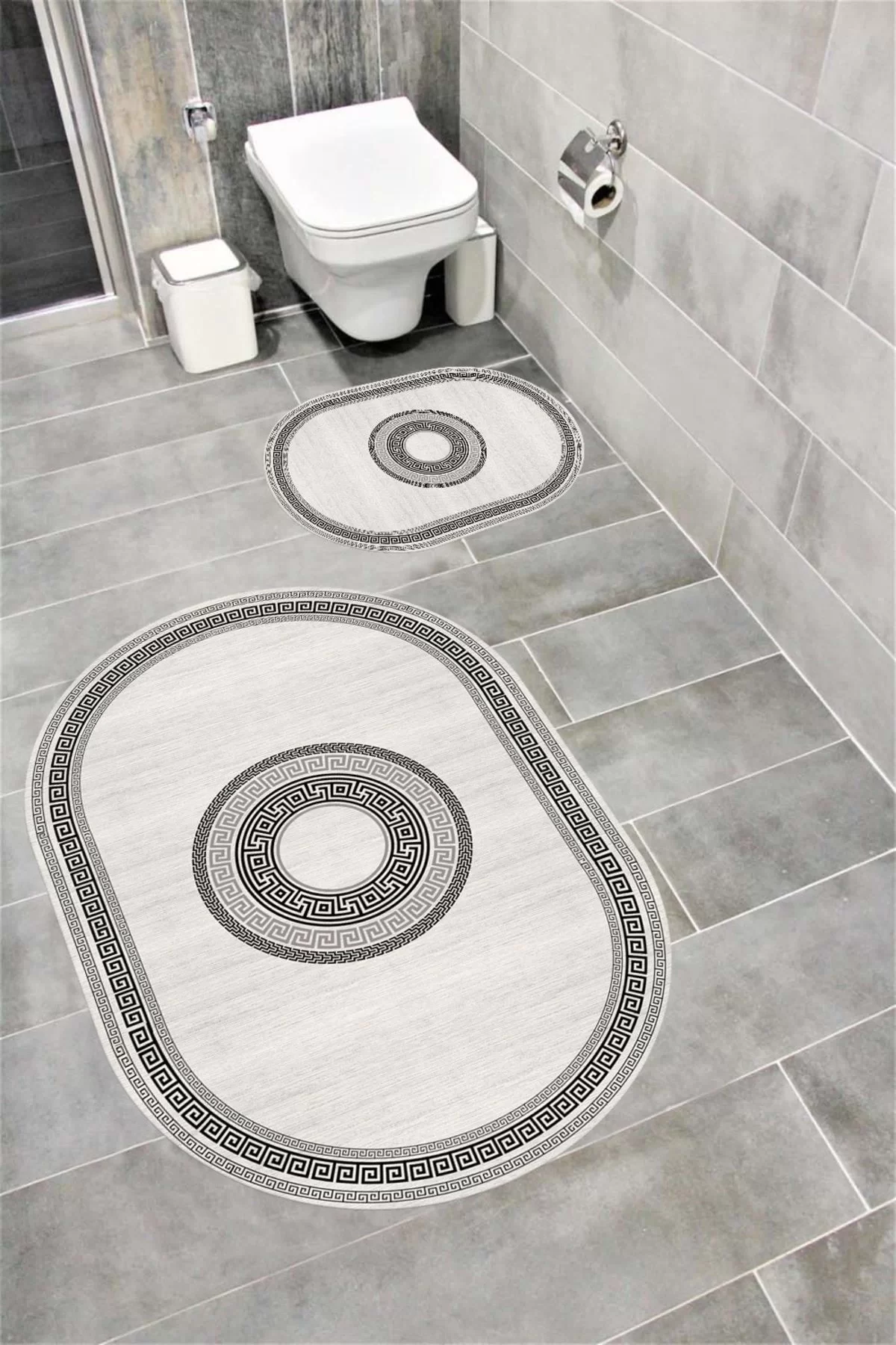 Su Emici Yumuşak Kaymaz Taban Sünger Dolgulu Yıkanabilir Dekoratif Banyo Paspası GREEKOVAL