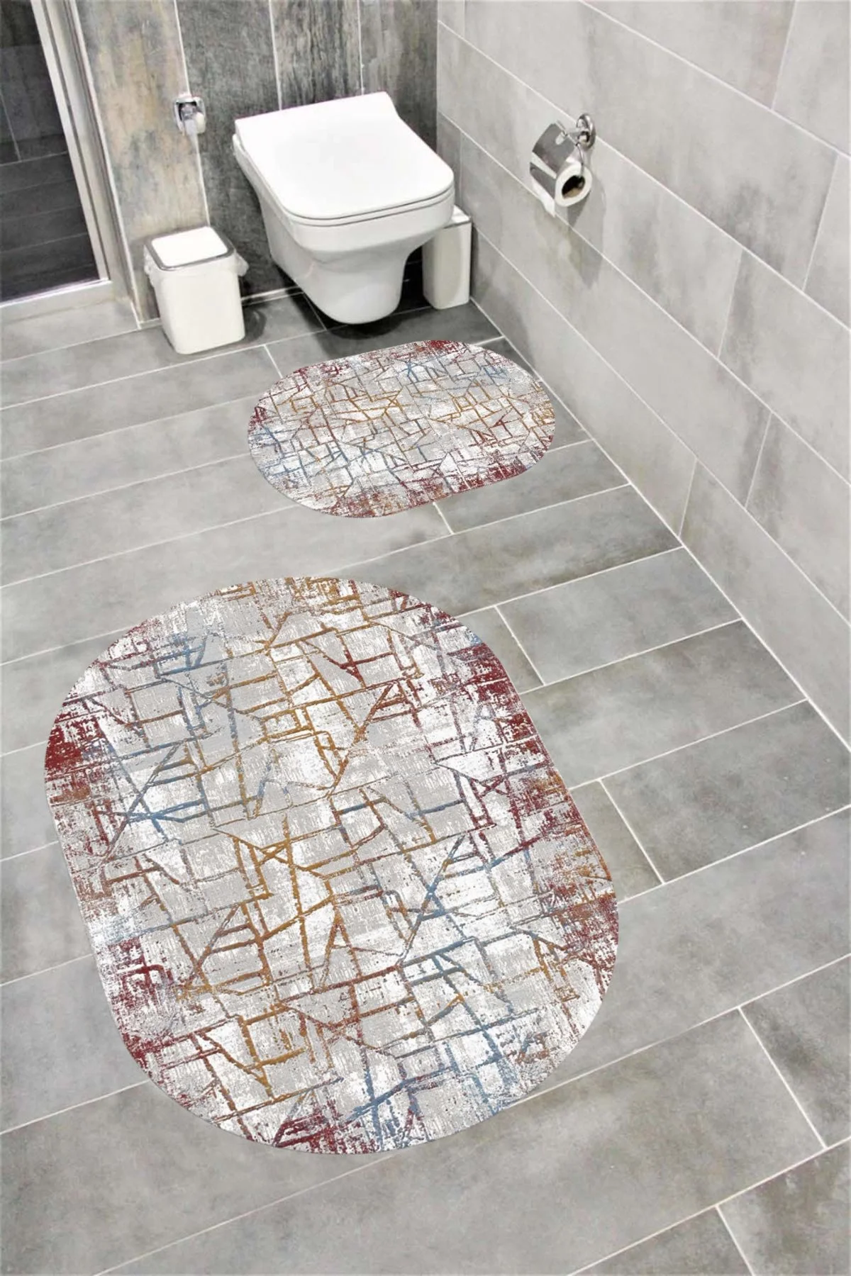 Su Emici Yumuşak Kaymaz Taban Sünger Dolgulu Yıkanabilir Dekoratif Banyo Paspası 1171OVAL