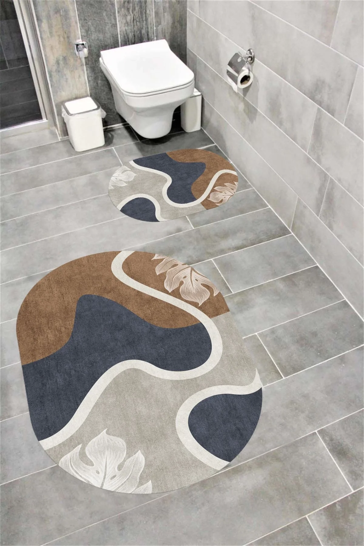 Su Emici Yumuşak Kaymaz Taban Sünger Dolgulu Yıkanabilir Dekoratif Banyo Paspası 1136 OVAL