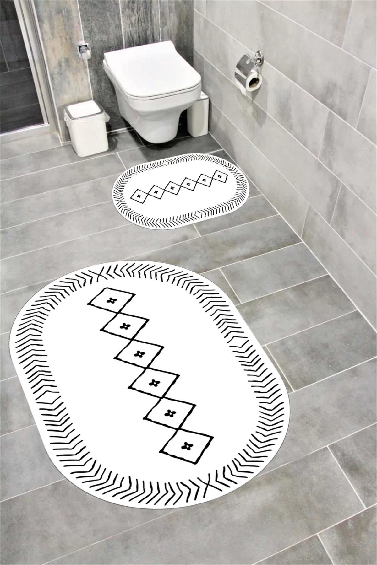 Su Emici Yumuşak Kaymaz Taban Sünger Dolgulu Yıkanabilir Dekoratif Banyo Paspası İSKANDİNAVOVAL