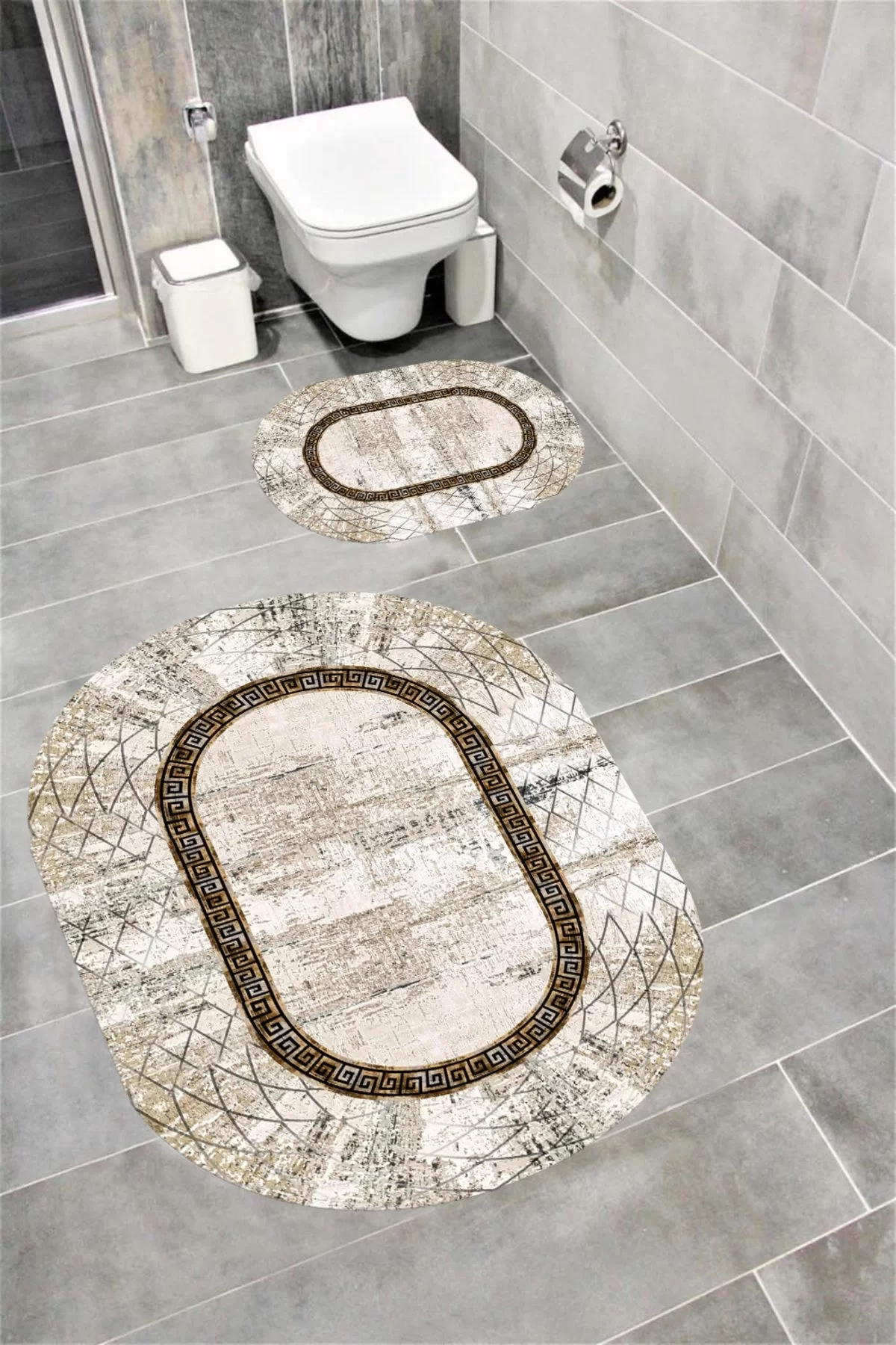 Su Emici Yumuşak Kaymaz Taban Sünger Dolgulu Yıkanabilir Dekoratif Banyo Paspası OK268OVAL
