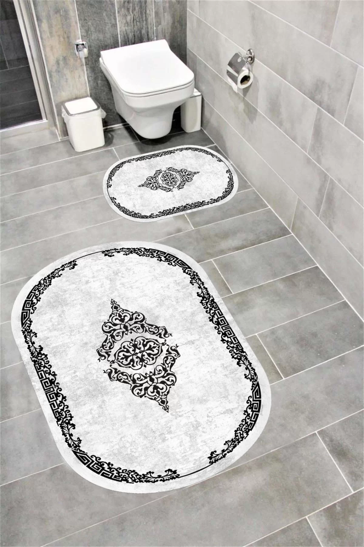 Su Emici Yumuşak Kaymaz Taban Sünger Dolgulu Yıkanabilir Dekoratif Banyo Paspası PERVAZOVAL