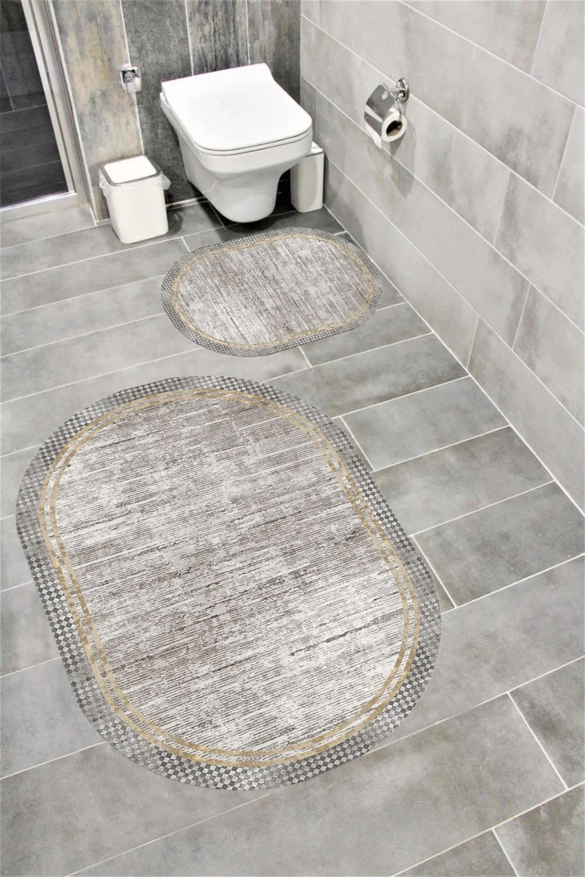 Su Emici Yumuşak Kaymaz Taban Sünger Dolgulu Yıkanabilir Dekoratif Banyo Paspası VİONEOVAL
