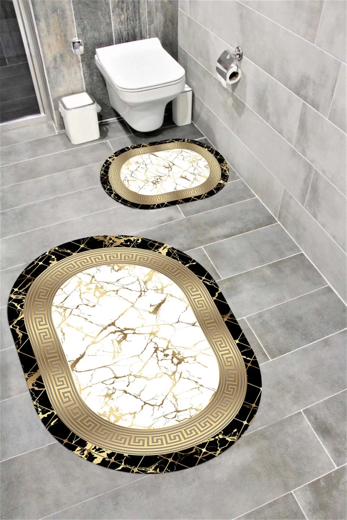 Su Emici Yumuşak Kaymaz Taban Sünger Dolgulu Yıkanabilir Dekoratif Banyo Paspası 1054 OVAL