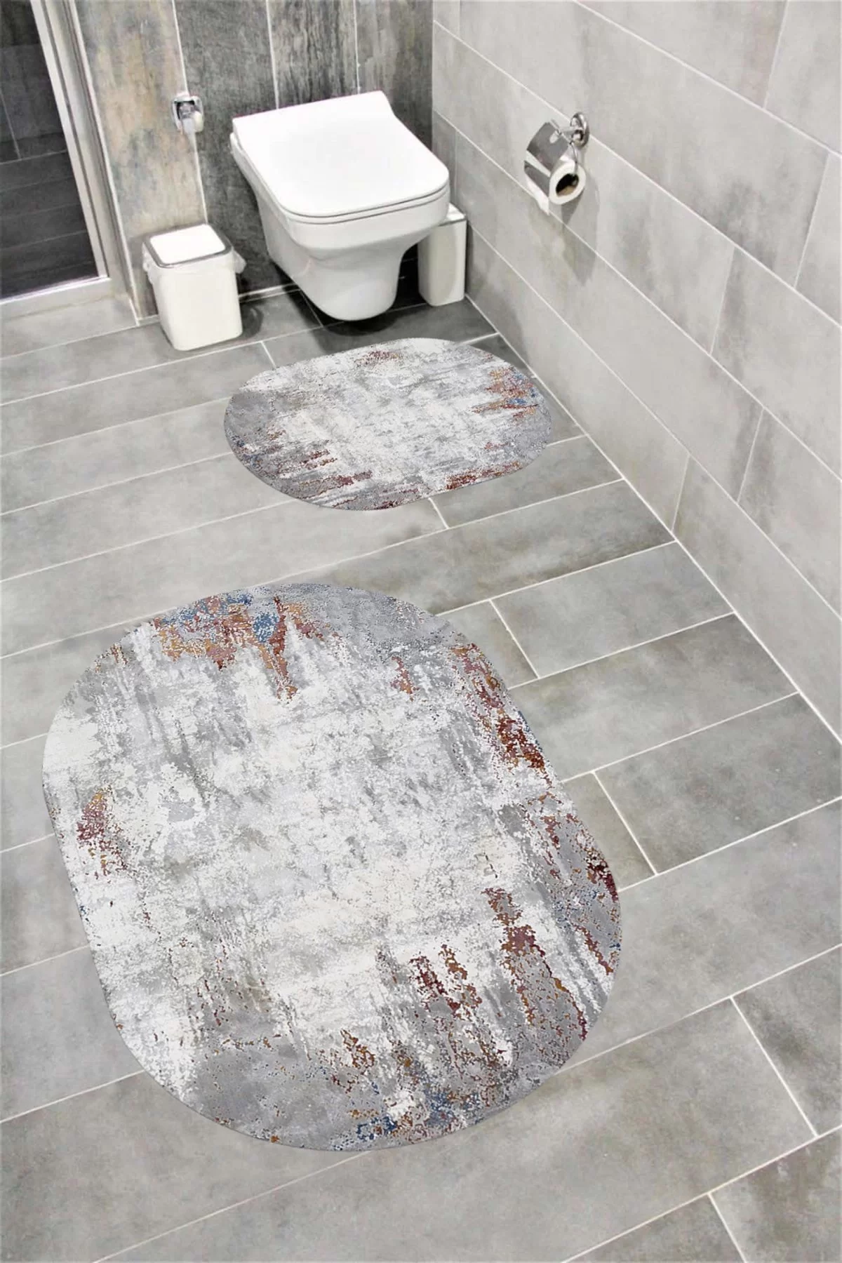 Su Emici Yumuşak Kaymaz Taban Sünger Dolgulu Yıkanabilir Dekoratif Banyo Paspası 1228 OVAL