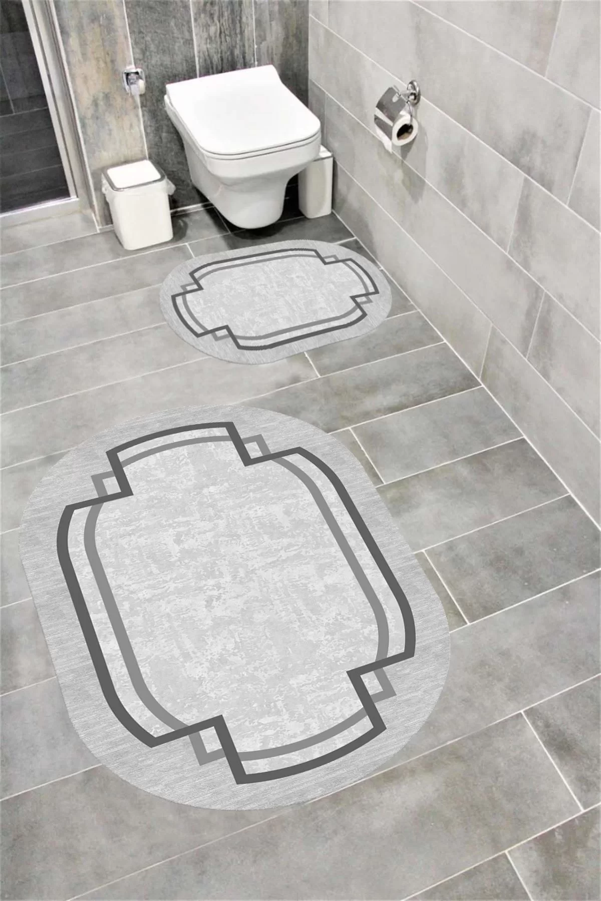 Su Emici Yumuşak Kaymaz Taban Sünger Dolgulu Yıkanabilir Dekoratif Banyo Paspası 1249 OVAL