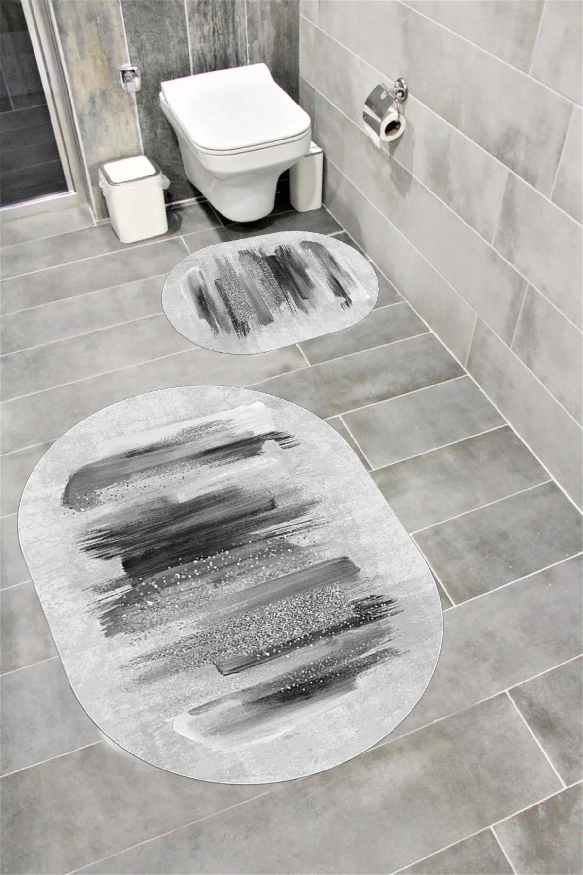 Su Emici Yumuşak Kaymaz Taban Sünger Dolgulu Yıkanabilir Dekoratif Banyo Paspası EHL195OVAL