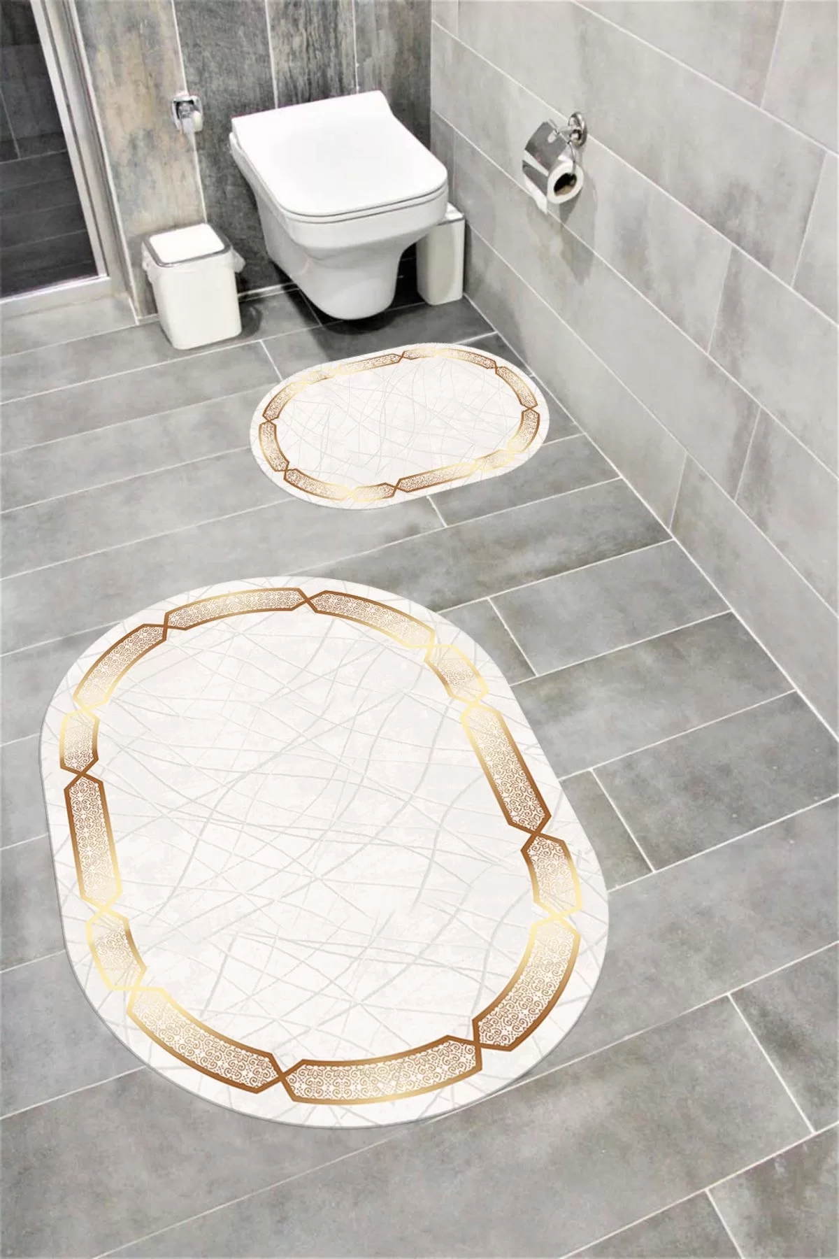 Su Emici Yumuşak Kaymaz Taban Sünger Dolgulu Yıkanabilir Dekoratif Banyo Paspası 1003 OVAL