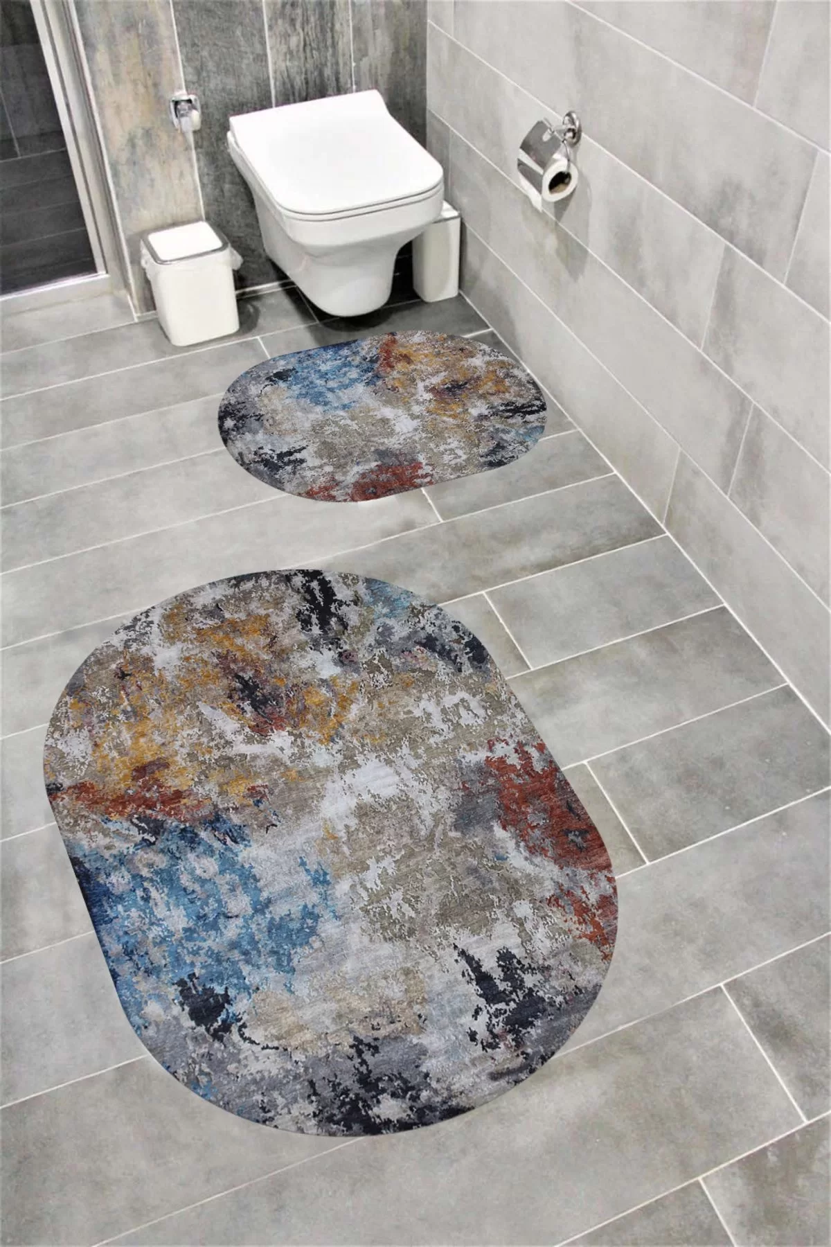 Su Emici Yumuşak Kaymaz Taban Sünger Dolgulu Yıkanabilir Dekoratif Banyo Paspası 1236 OVAL