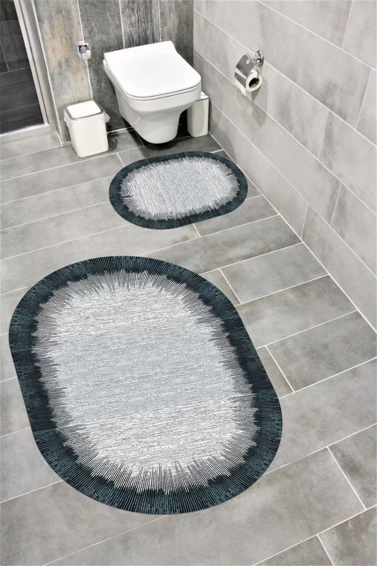 Su Emici Yumuşak Kaymaz Taban Sünger Dolgulu Yıkanabilir Dekoratif Banyo Paspası 1024 OVAL